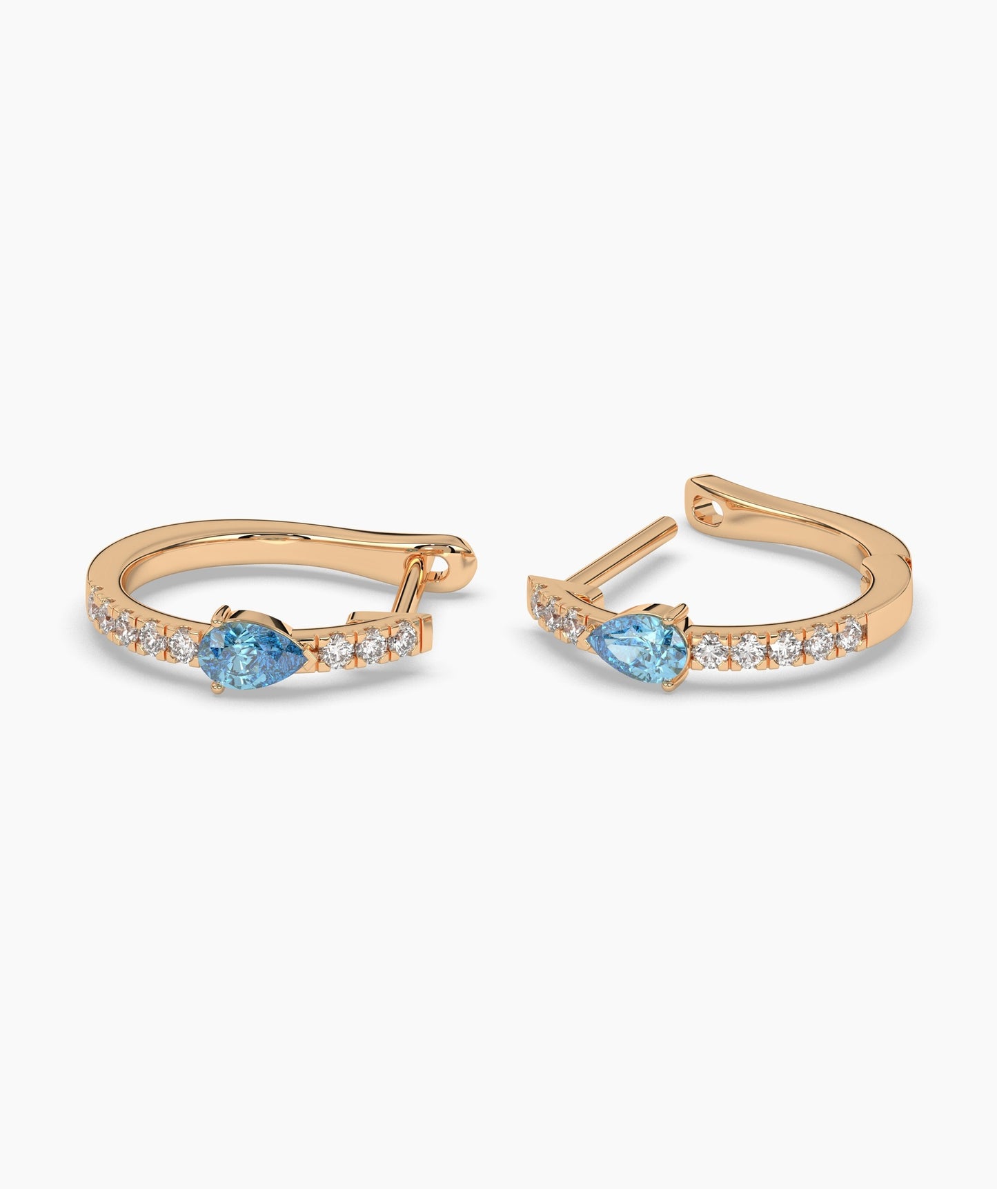 Blue Topaz Huggie Hoops Earrings