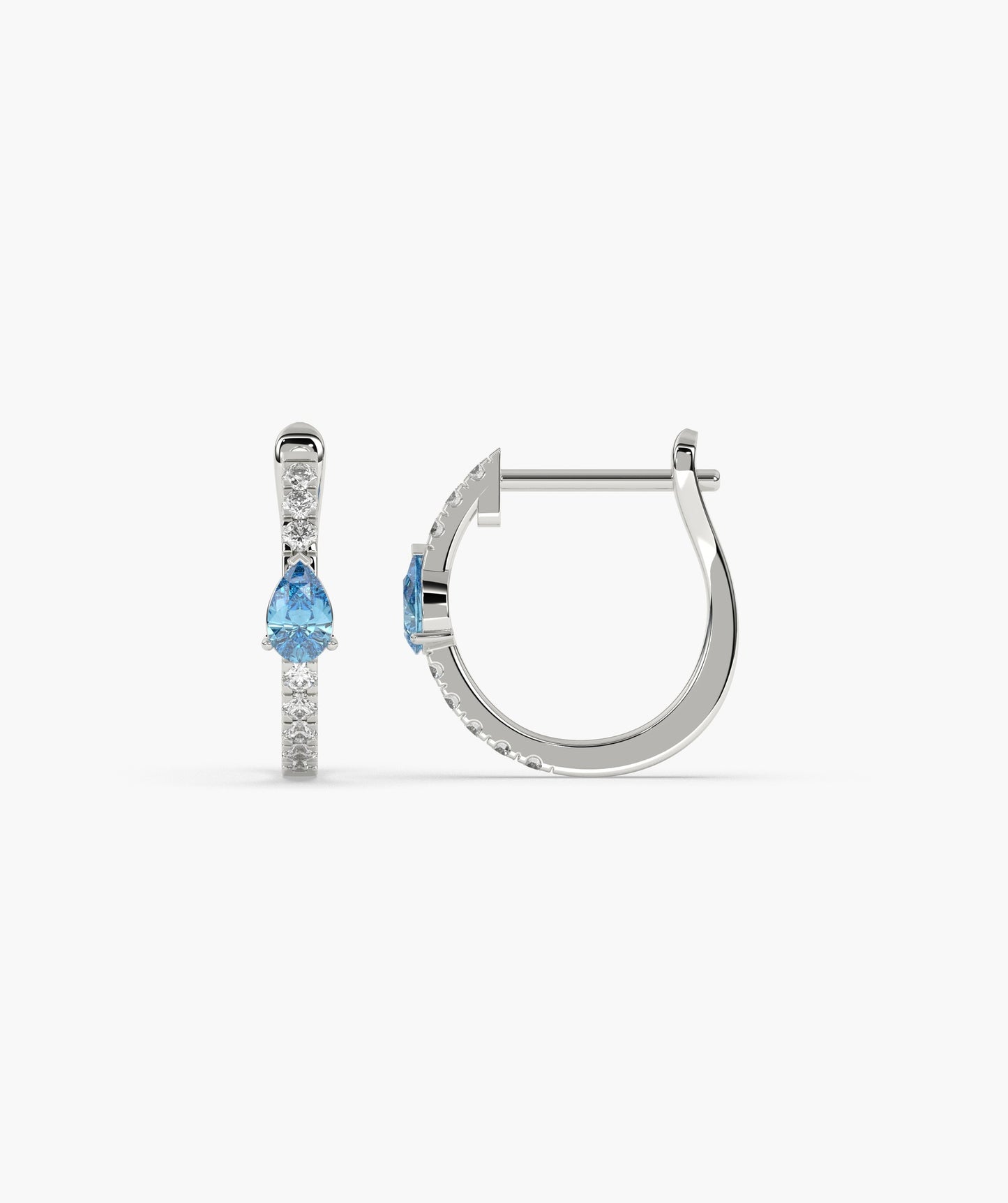 Blue Topaz Huggie Hoops Earrings