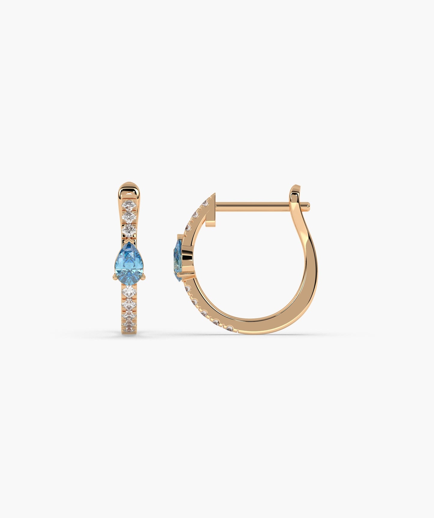 Blue Topaz Huggie Hoops Earrings