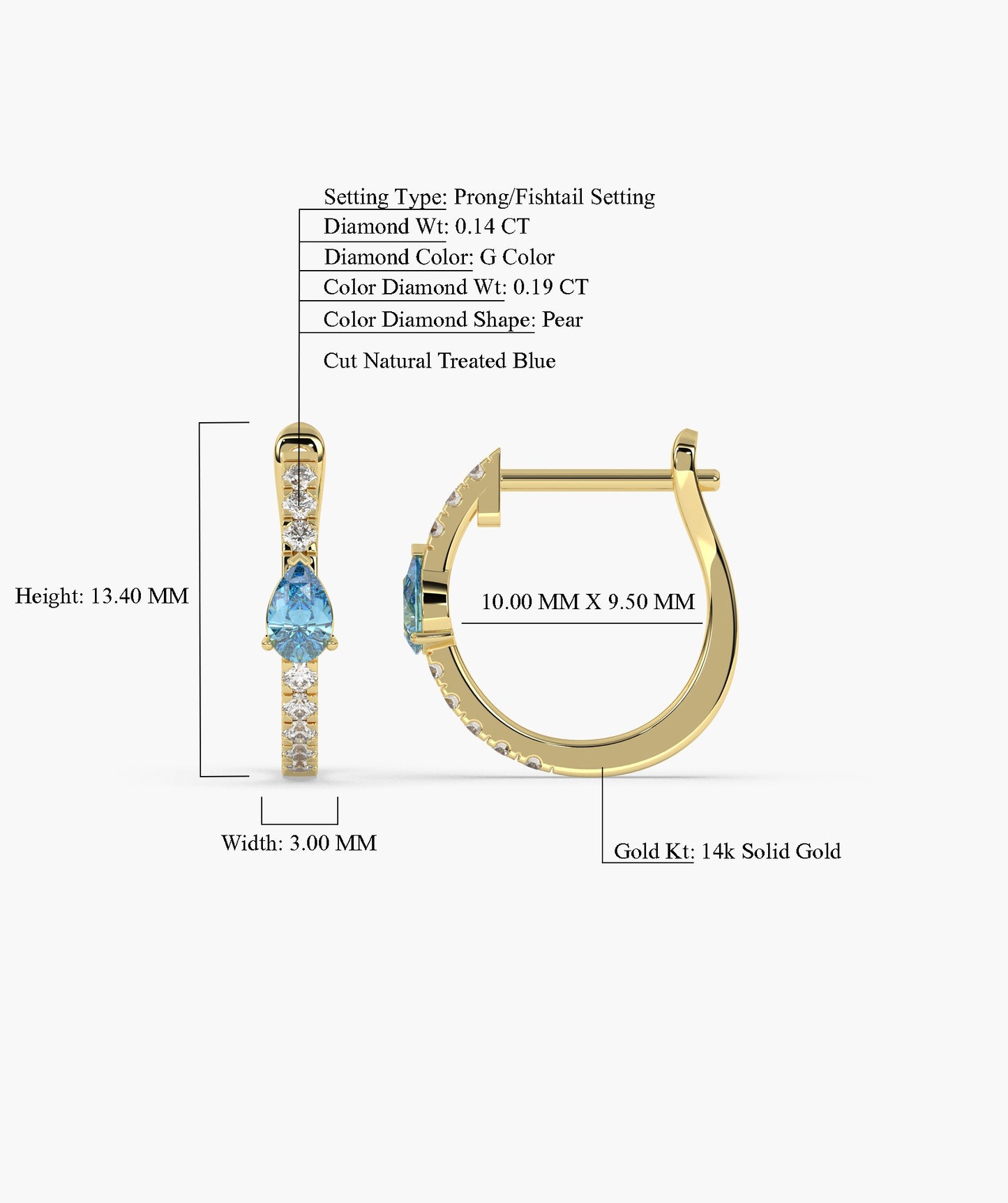 Blue Topaz Huggie Hoops Earrings