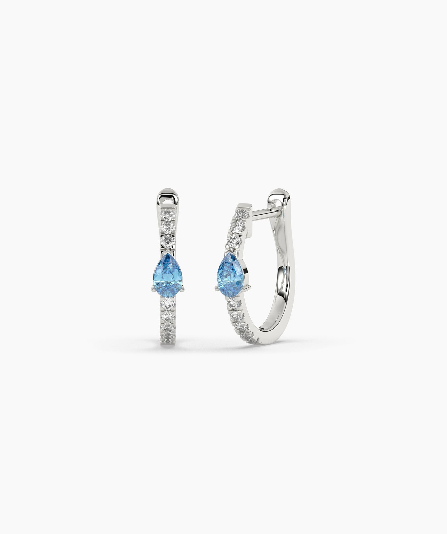 Blue Topaz Huggie Hoops Earrings