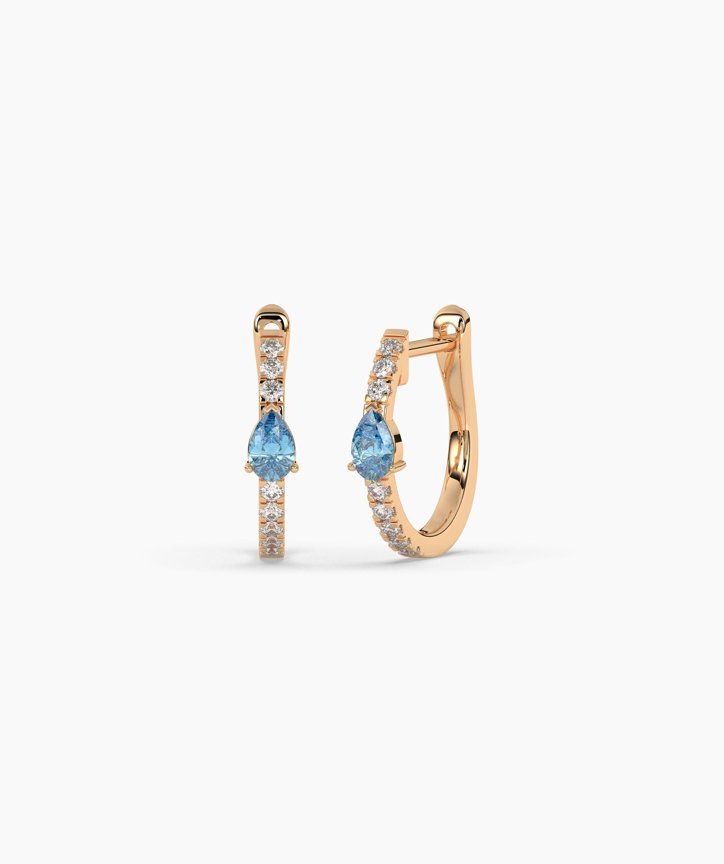 Blue Topaz Huggie Hoops Earrings