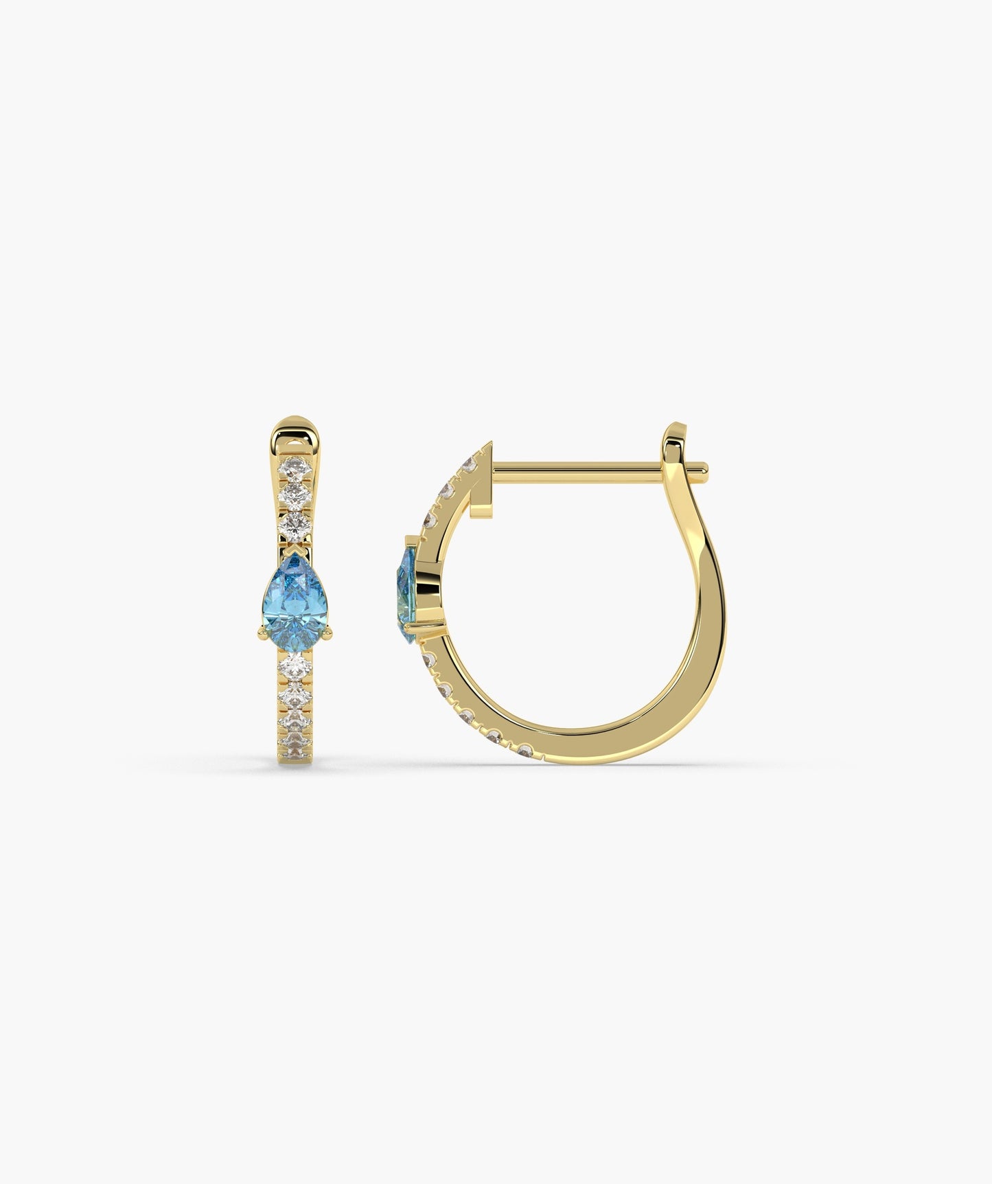 Blue Topaz Huggie Hoops Earrings