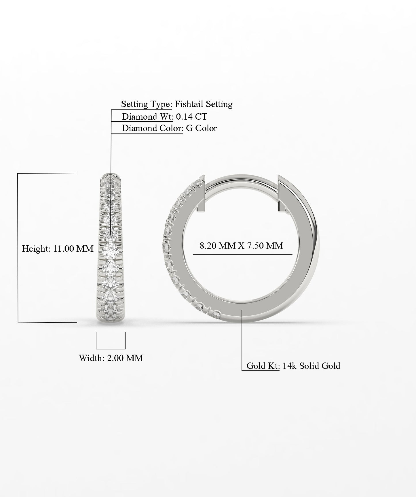 Diamond Huggie Hoop Earrings