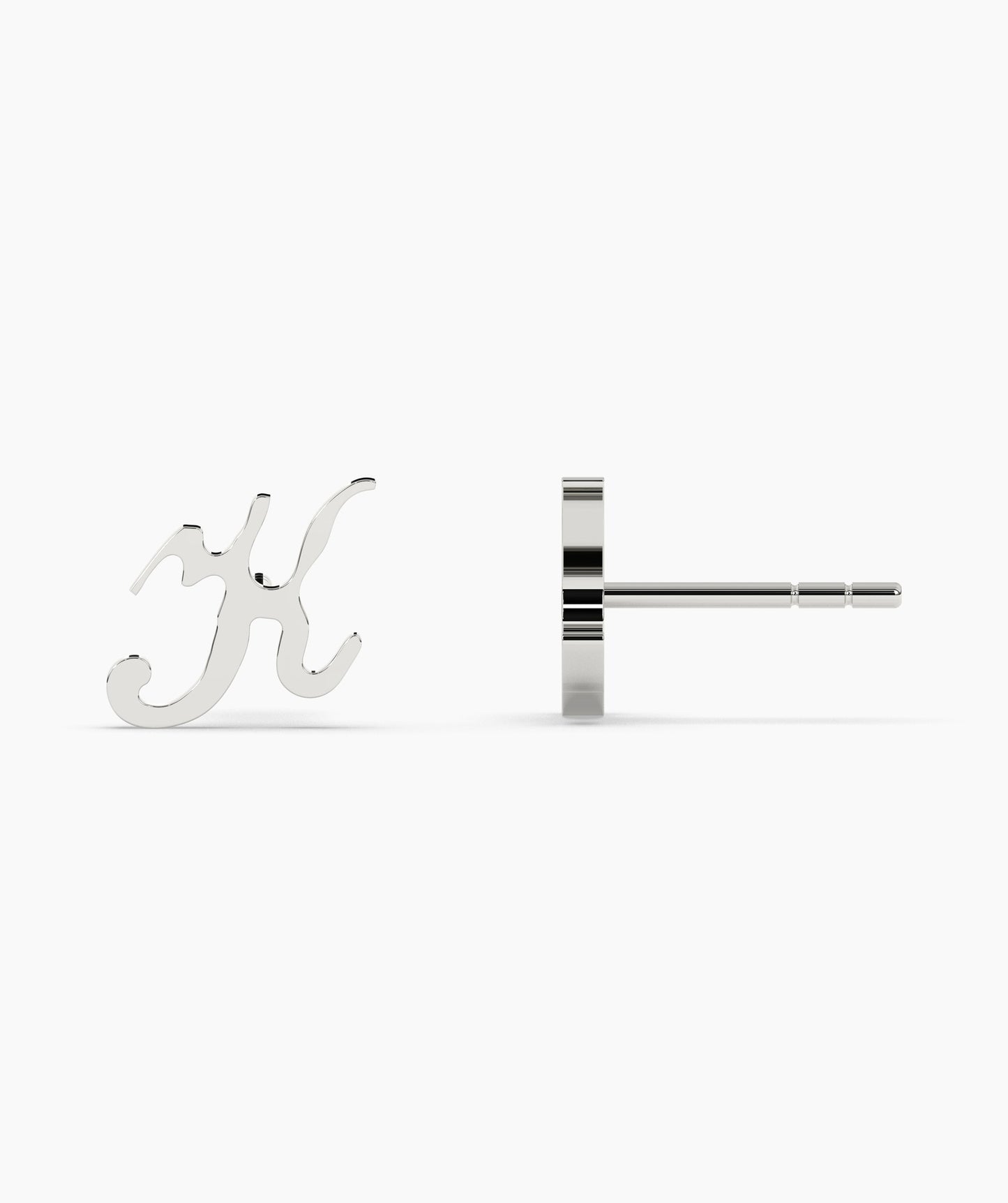 Chic Cursive "K" 14K Gold Stud Earrings