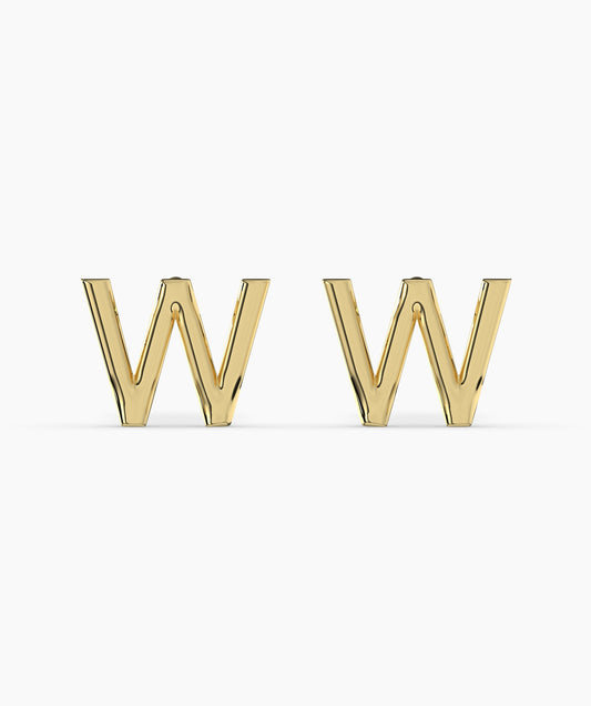 Custom Letter 14K Gold Stud Earrings