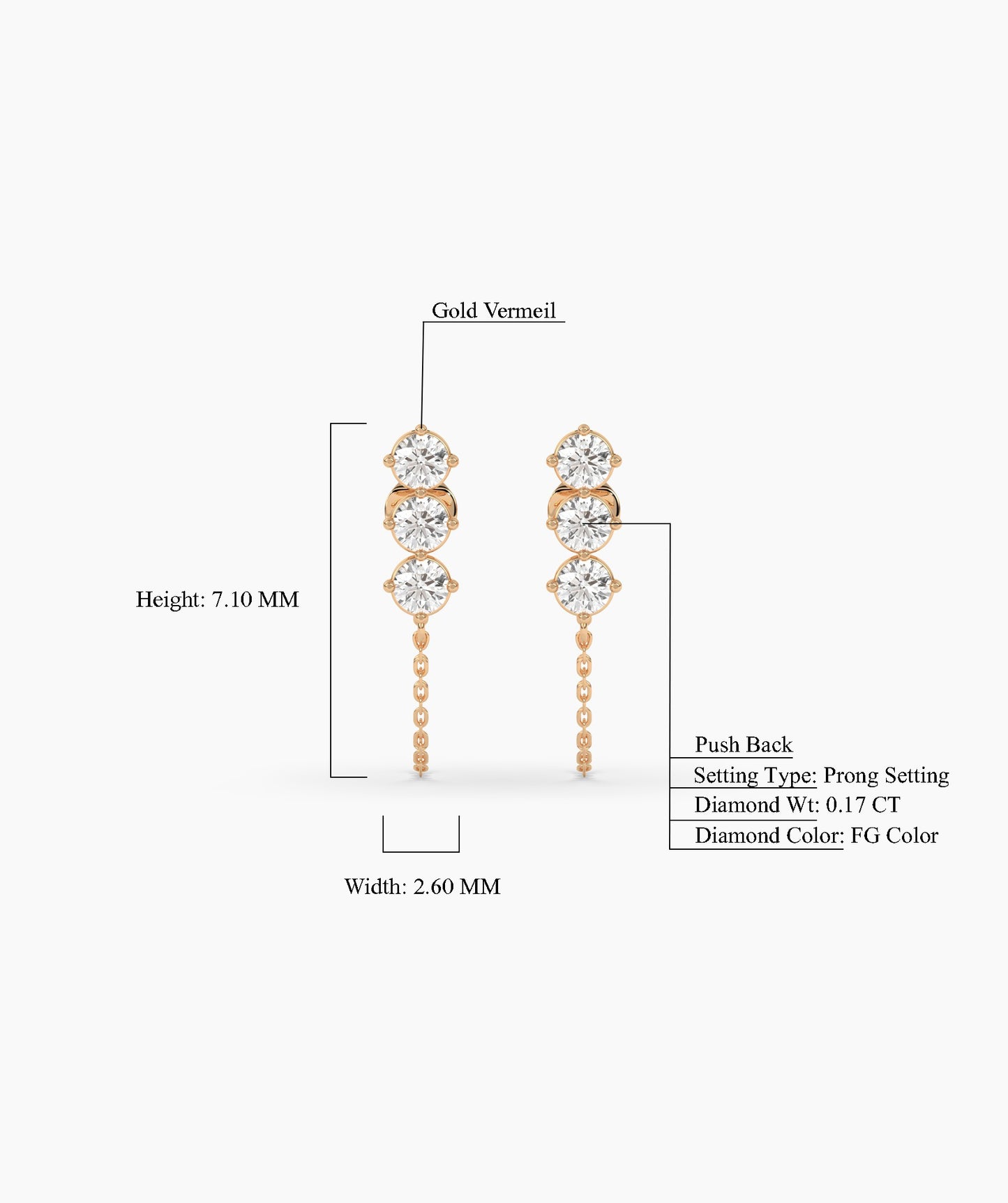 Triple Diamond Chain Threader Studs
