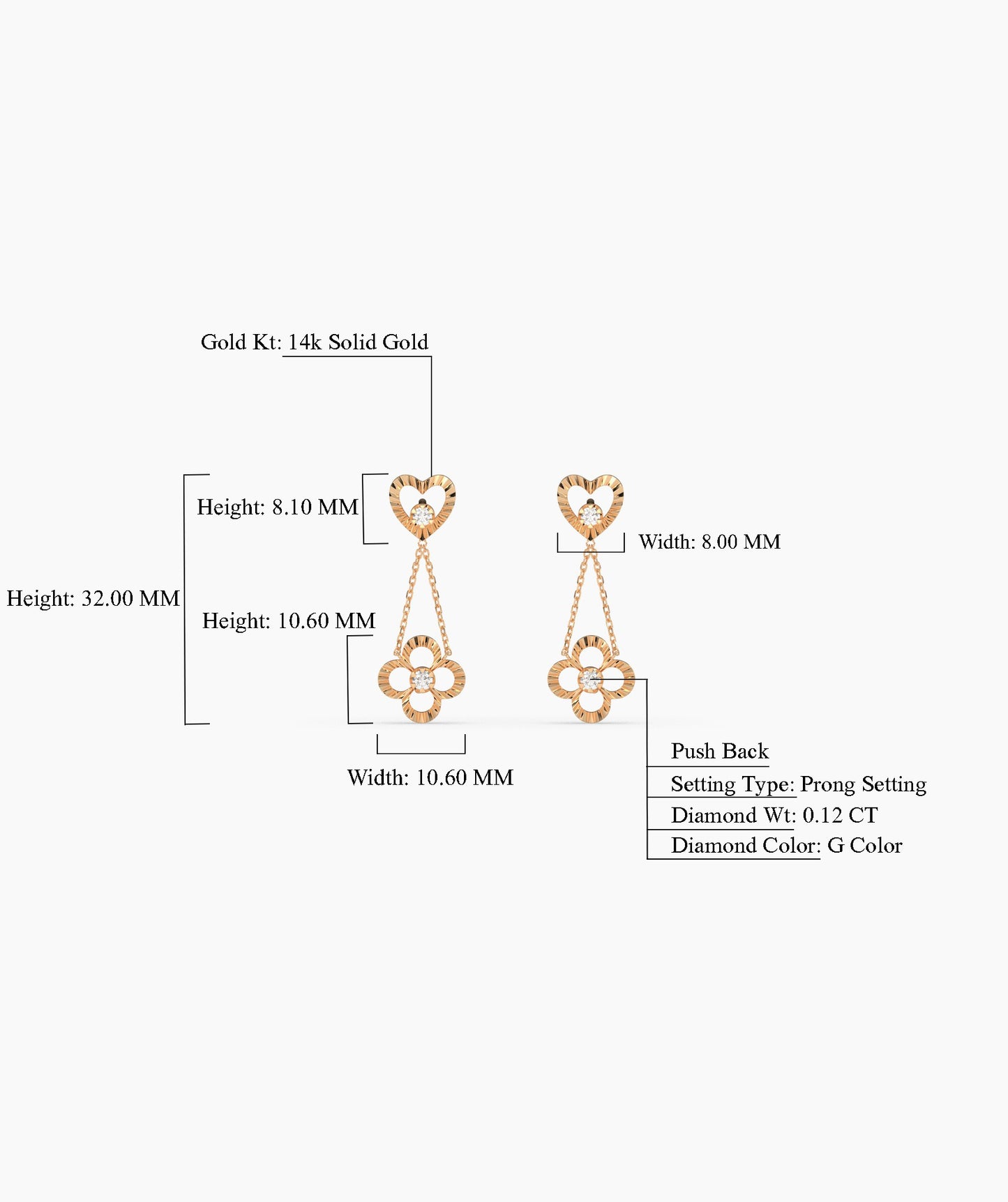 Heart & Flower Drop Earrings