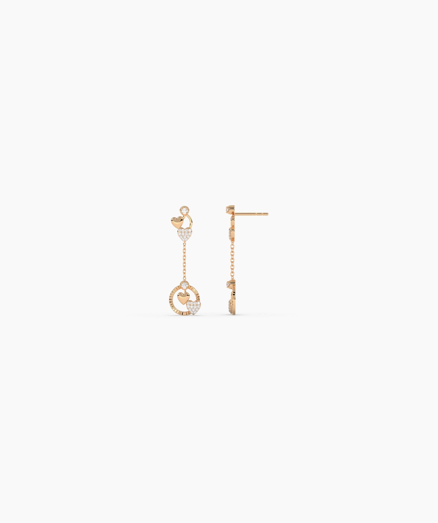 14K Gold Heart Charm Earrings