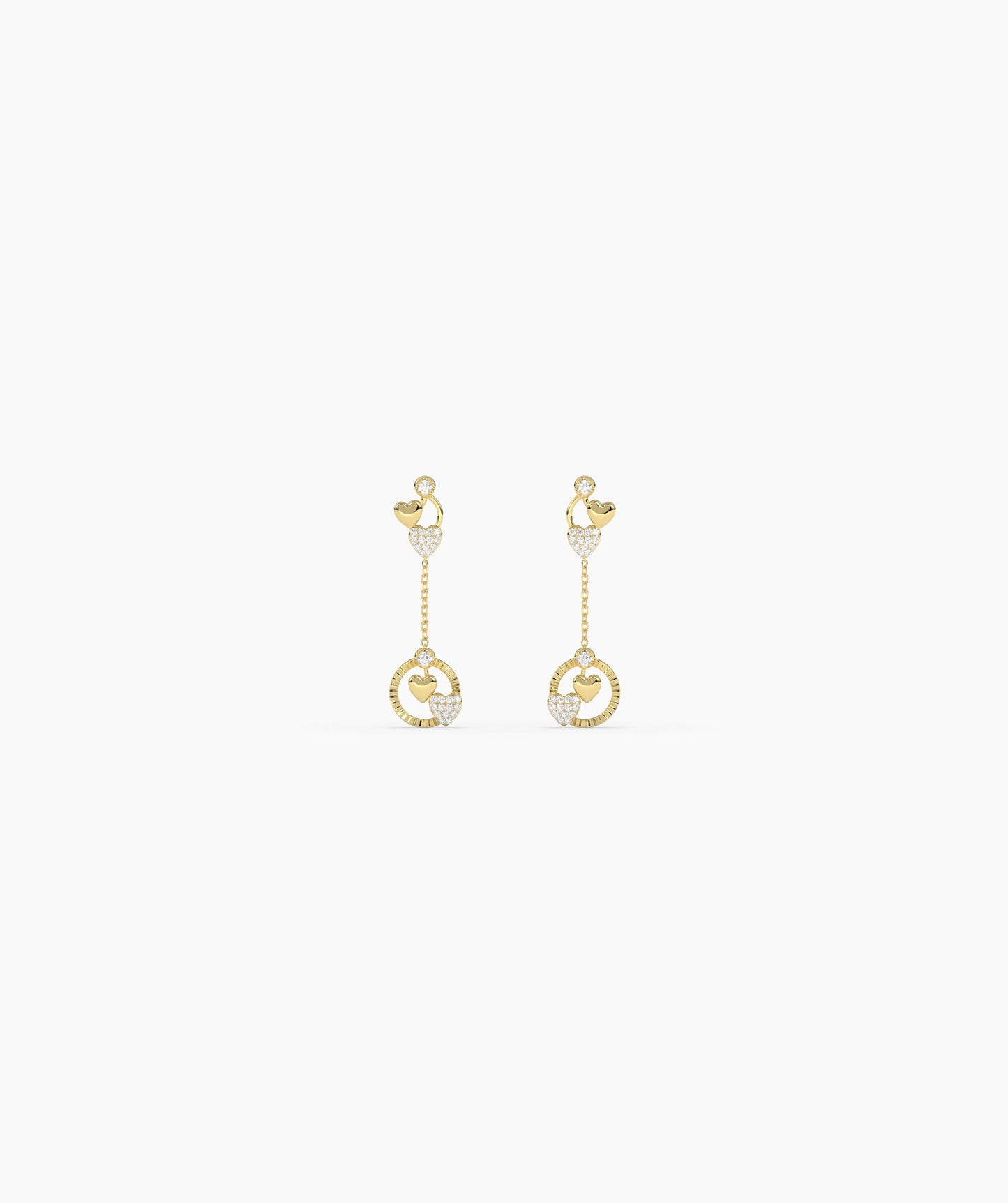 14K Gold Heart Charm Earrings