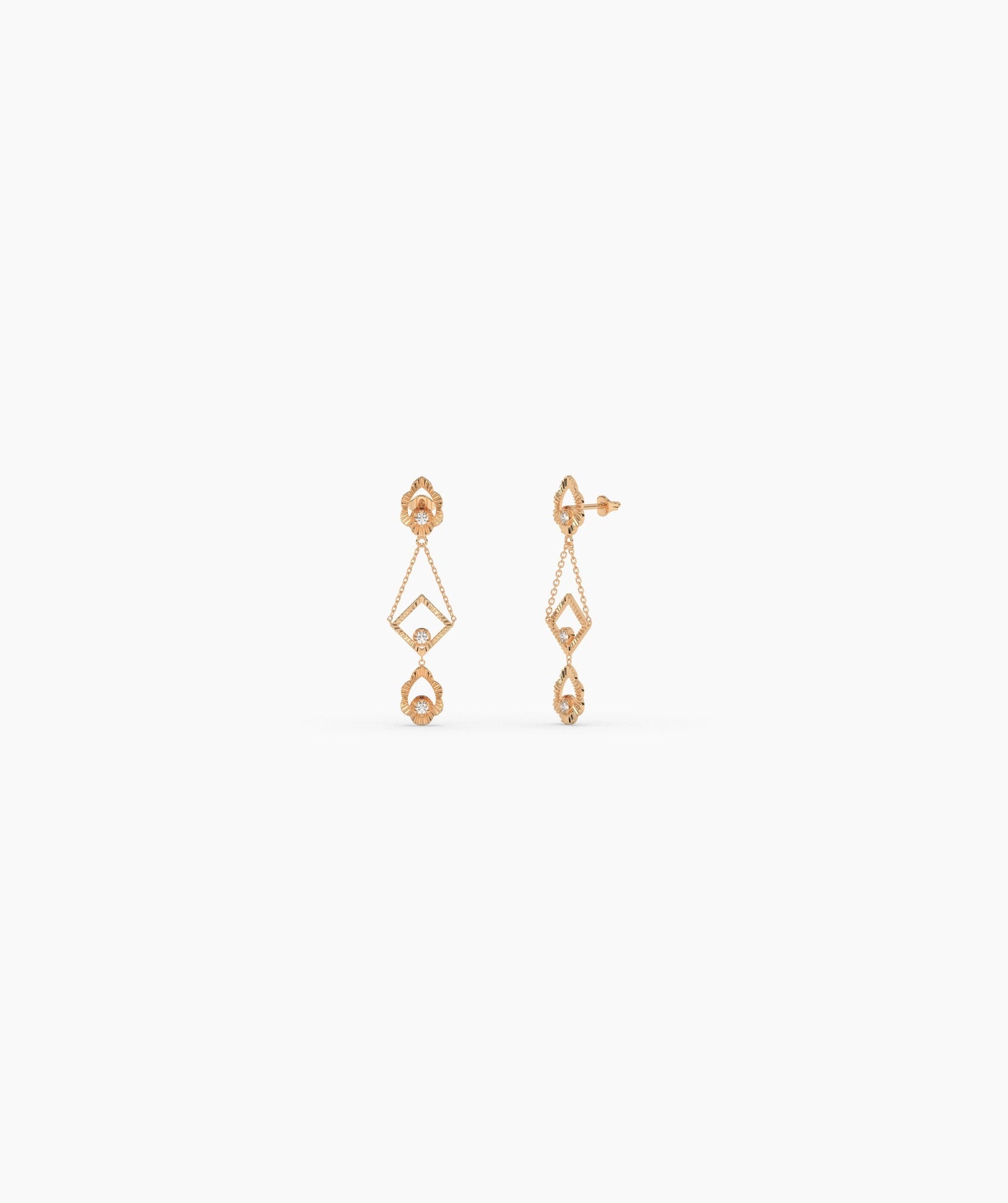 14K Gold Geometric Dangle Earrings