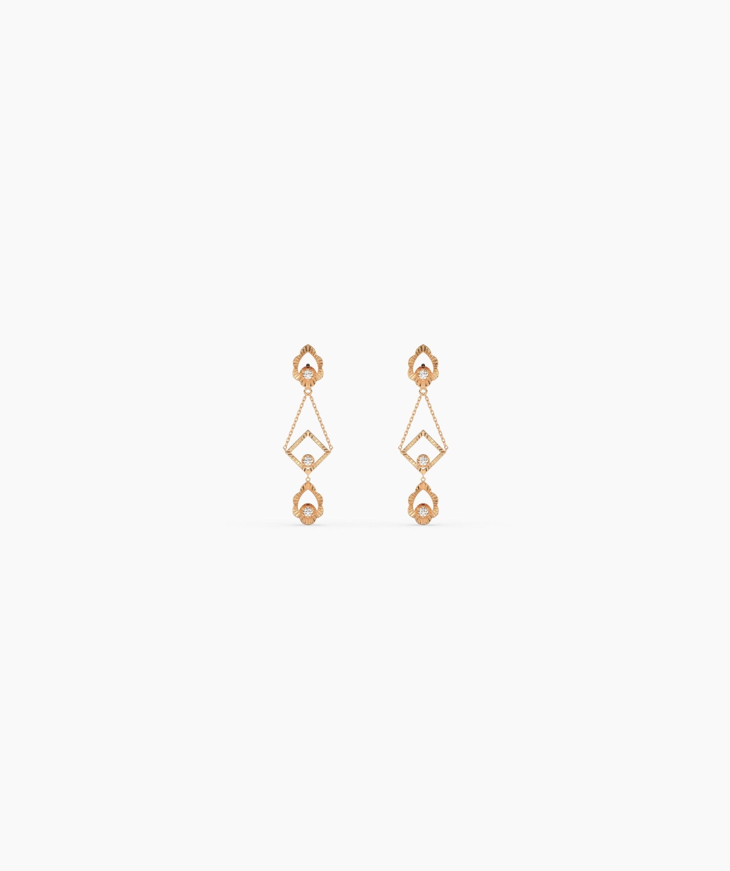 14K Gold Geometric Dangle Earrings