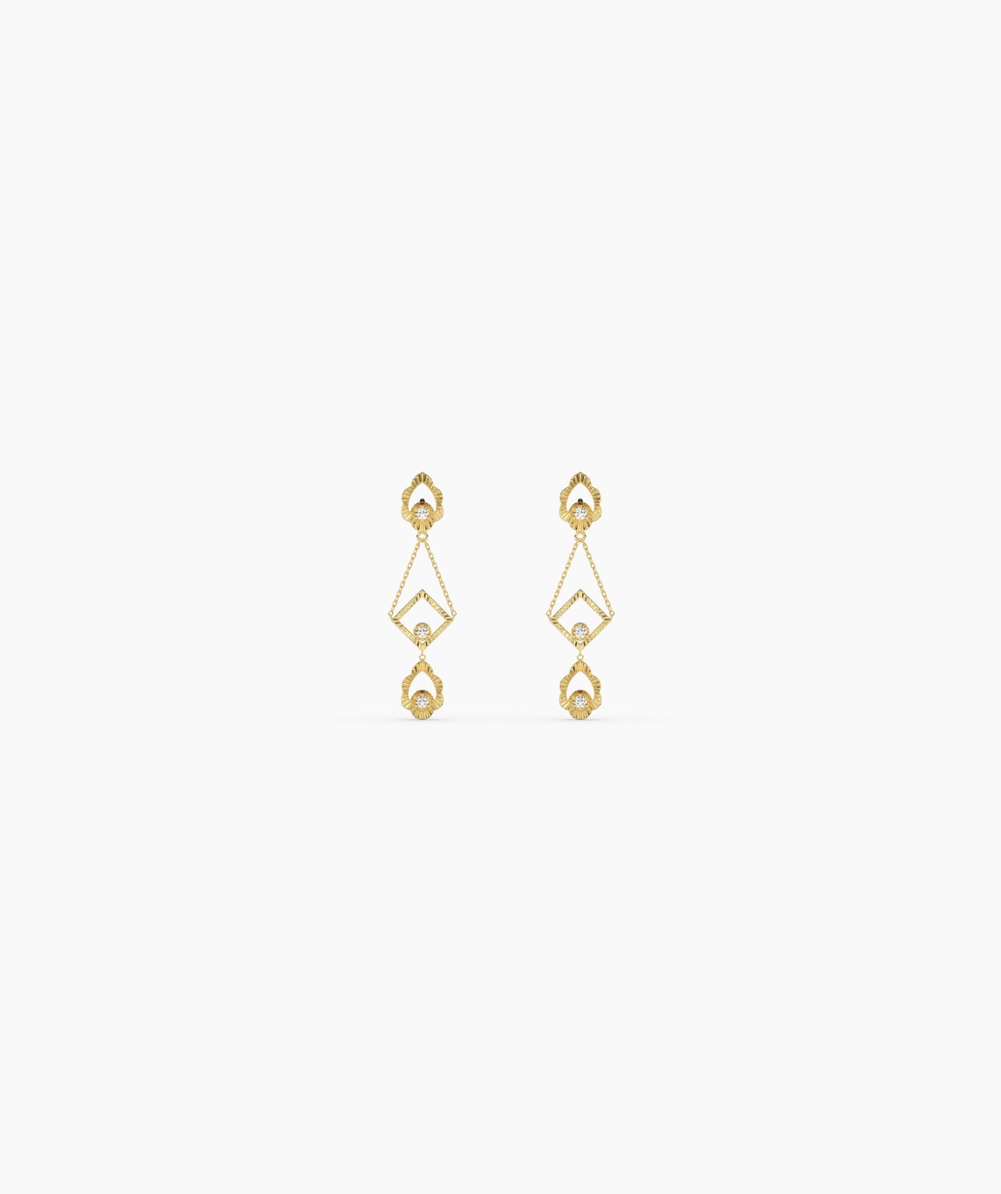 14K Gold Geometric Dangle Earrings