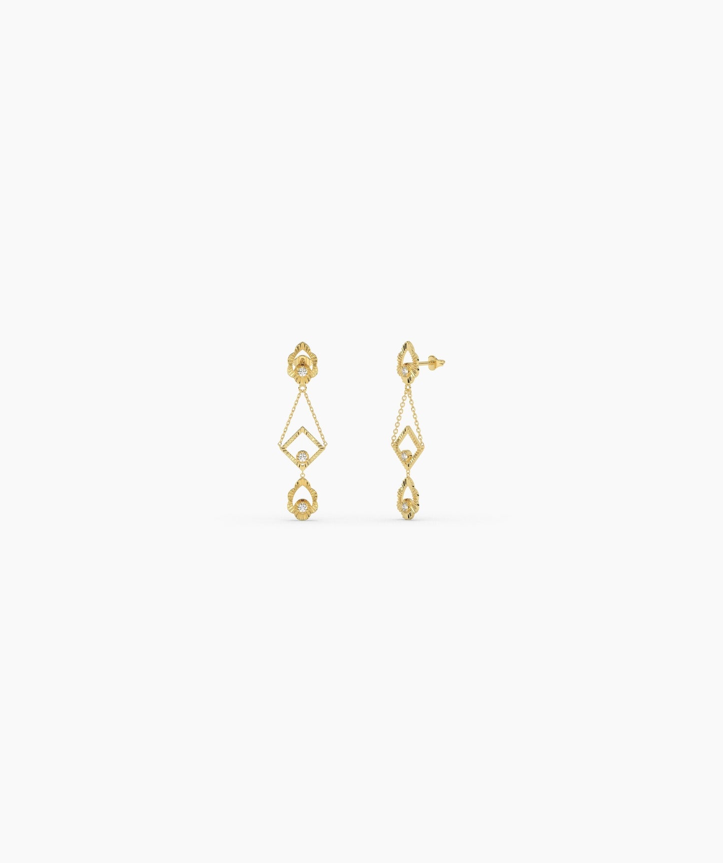 14K Gold Geometric Dangle Earrings