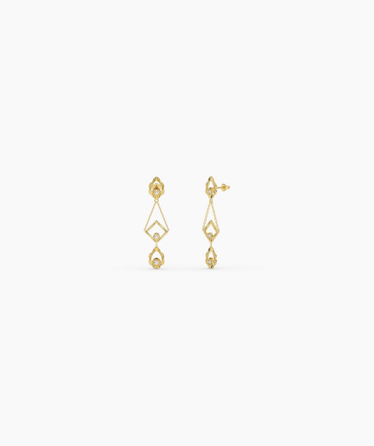 14K Gold Geometric Dangle Earrings