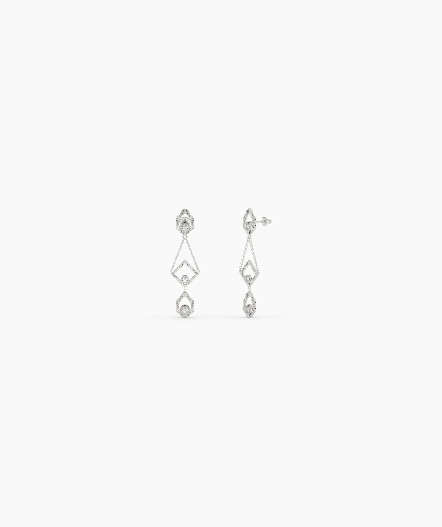 14K Gold Geometric Dangle Earrings
