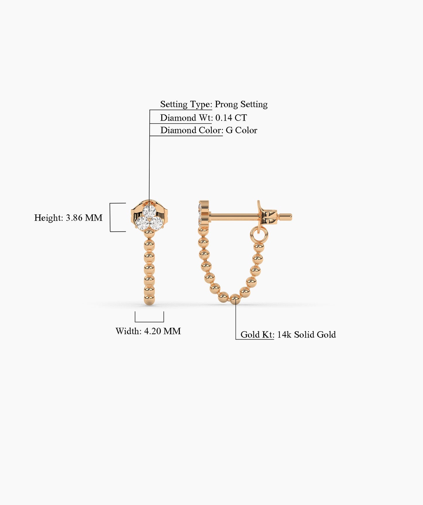Gold Bead Chain Earrings