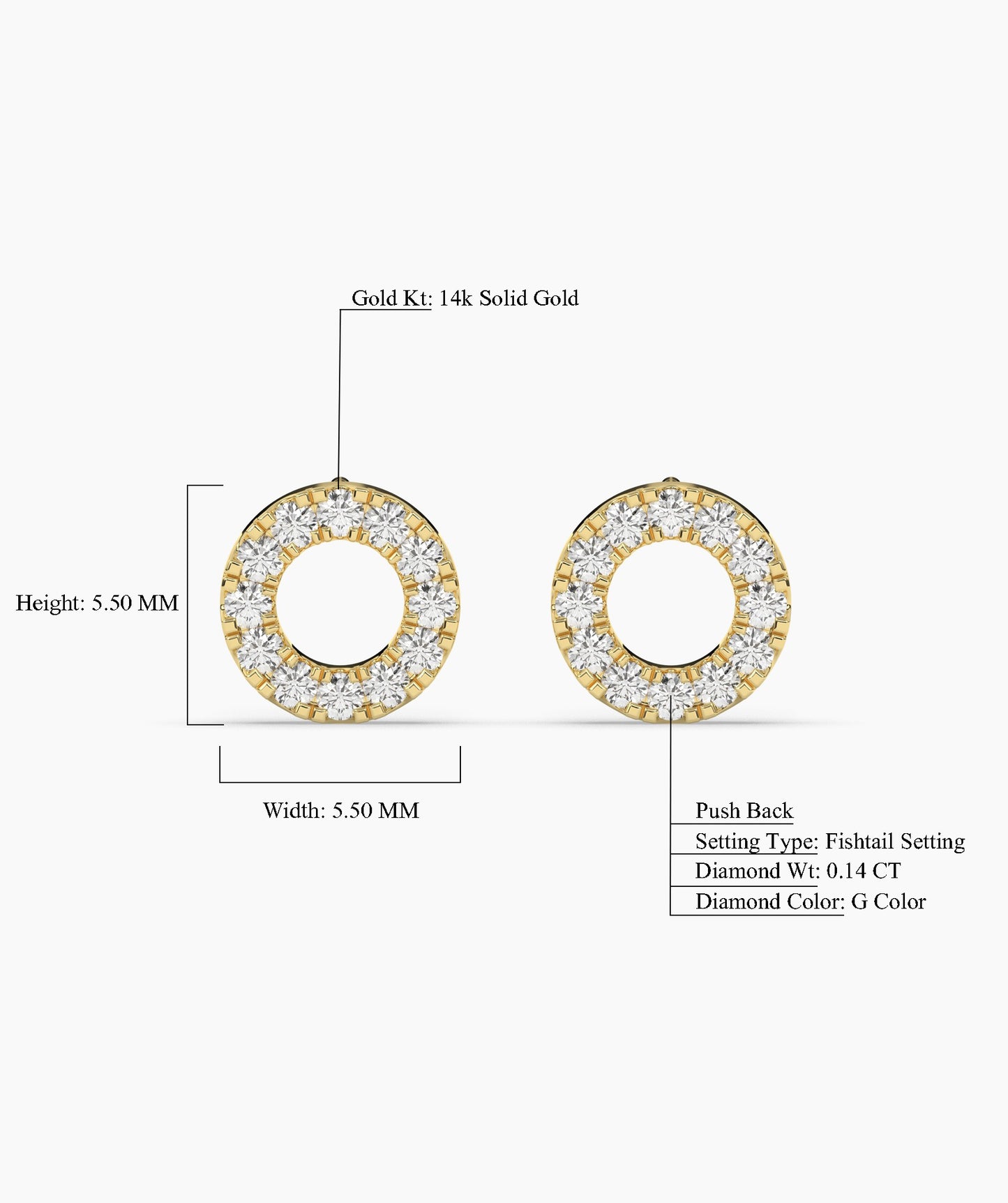 Classic Diamond Open Circle Earrings