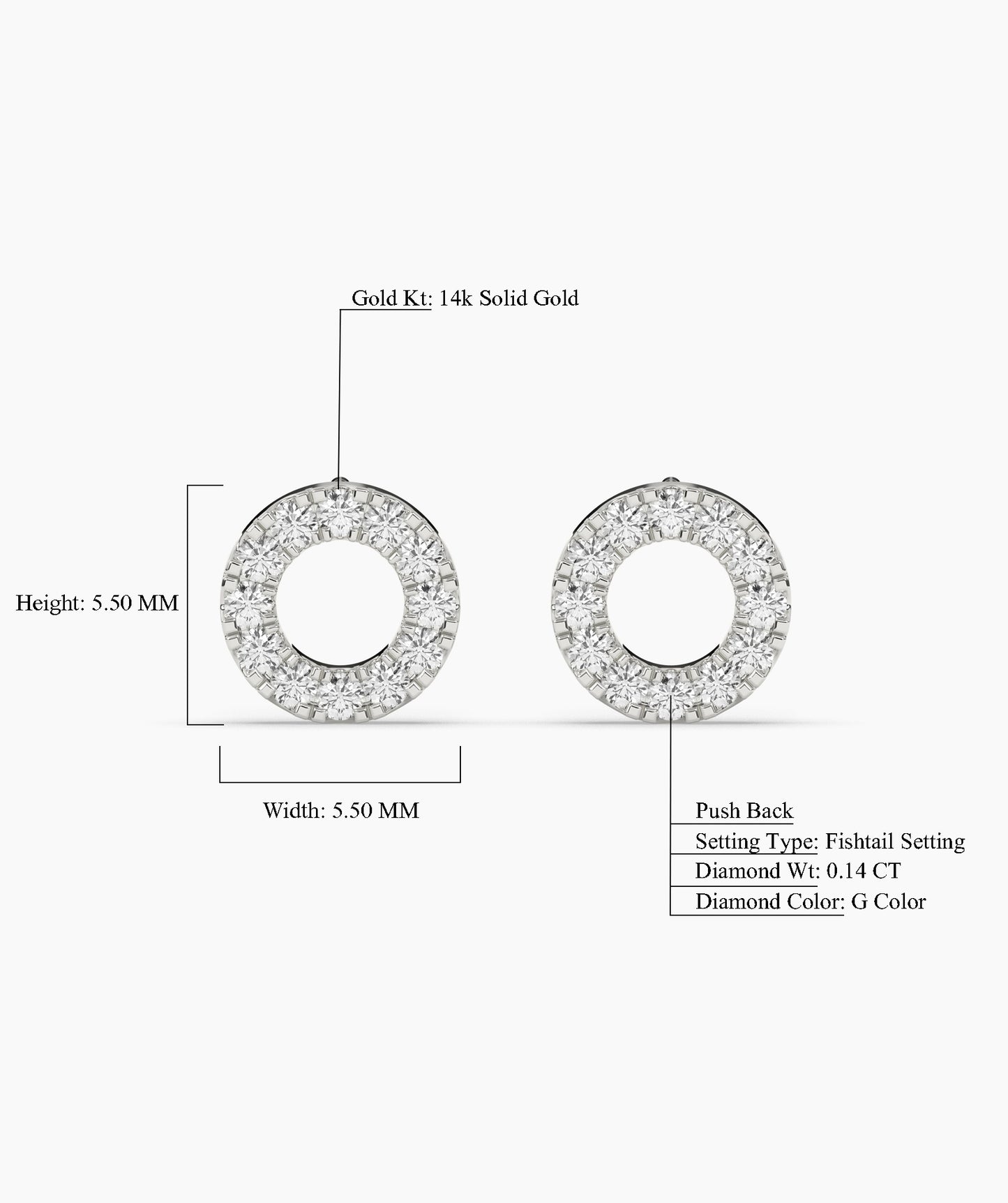 Classic Diamond Open Circle Earrings