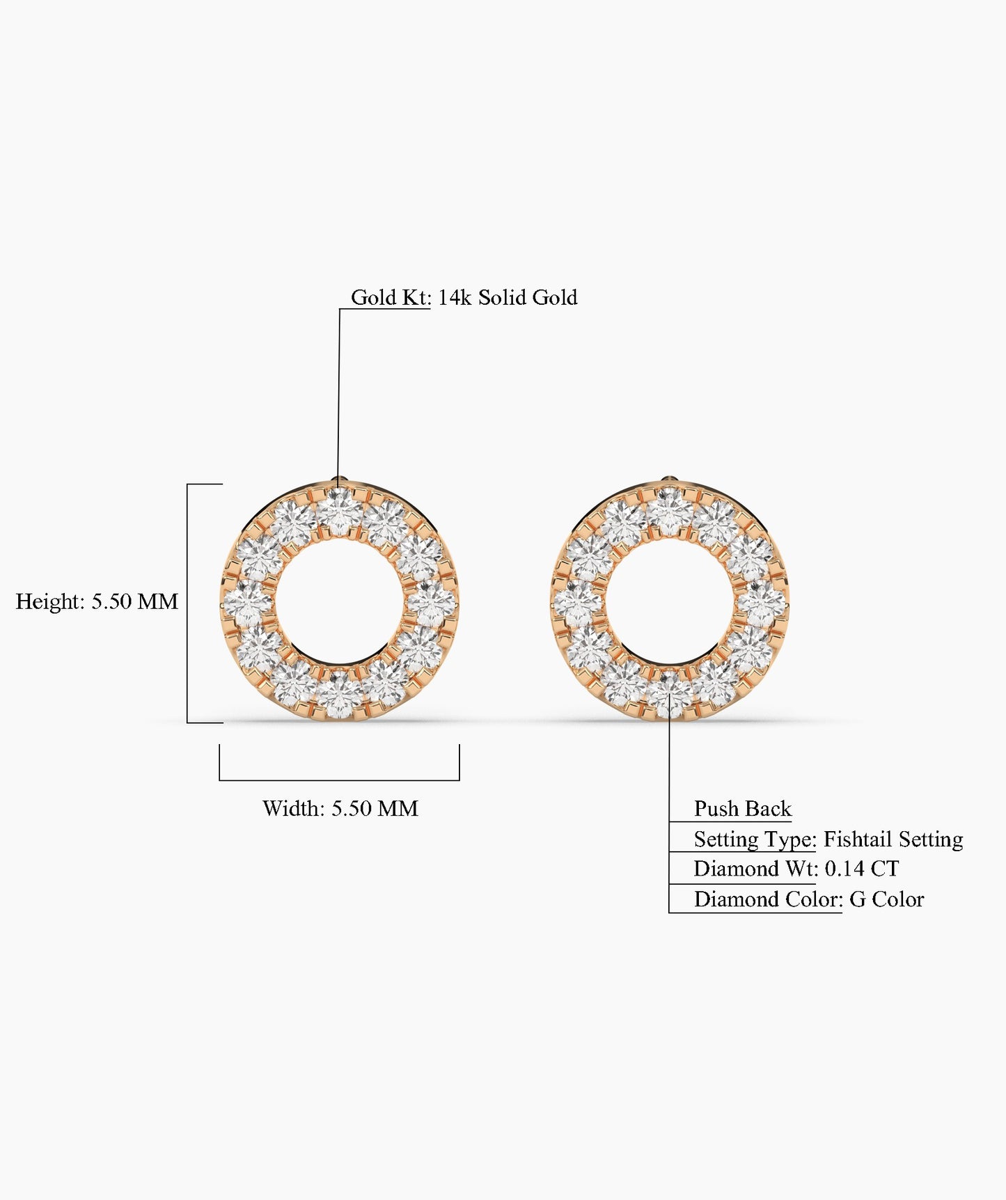 Classic Diamond Open Circle Earrings