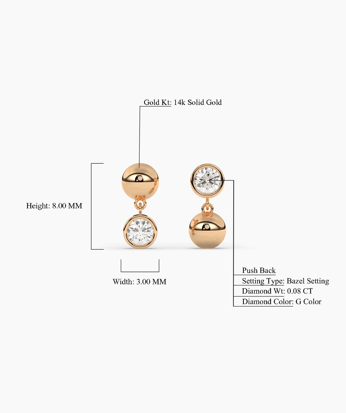 14K Gold Diamond Drop Earrings