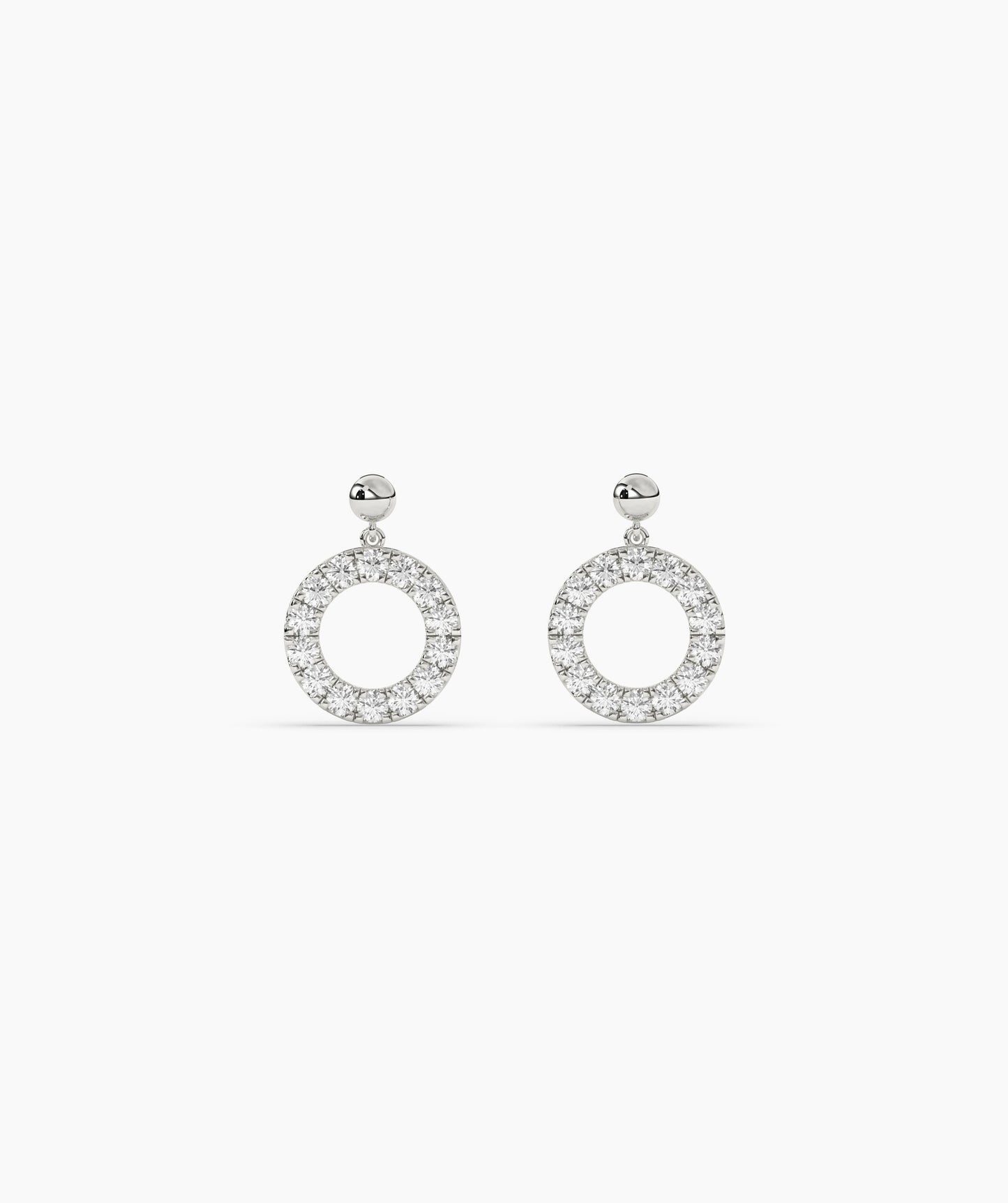 14K Gold Open Circle Diamond Earrings