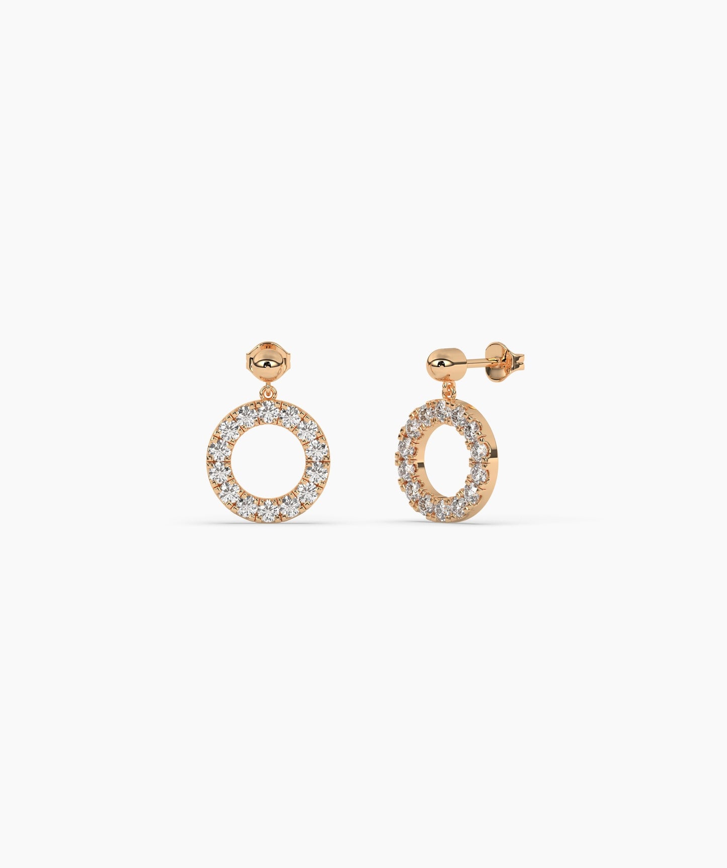14K Gold Open Circle Diamond Earrings