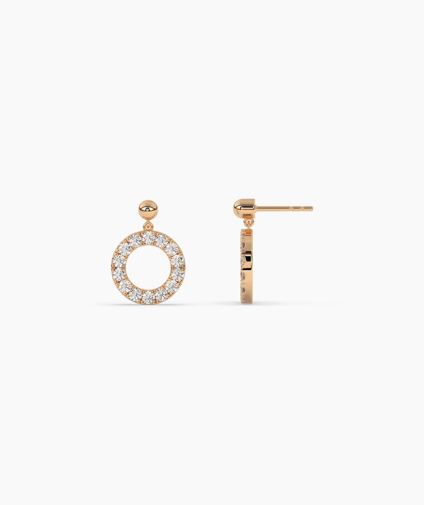 14K Gold Open Circle Diamond Earrings