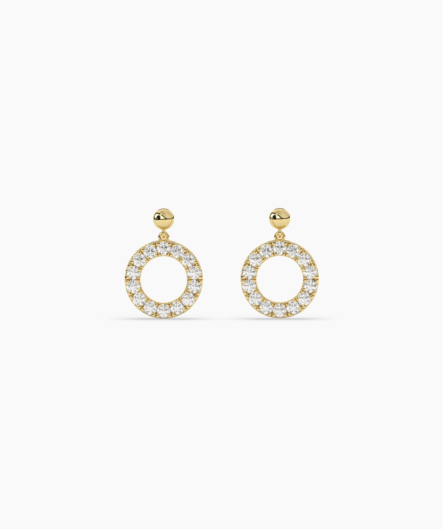 14K Gold Open Circle Diamond Earrings