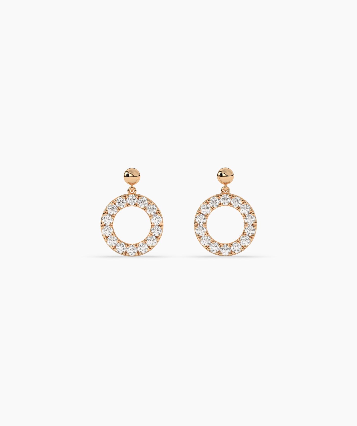 14K Gold Open Circle Diamond Earrings