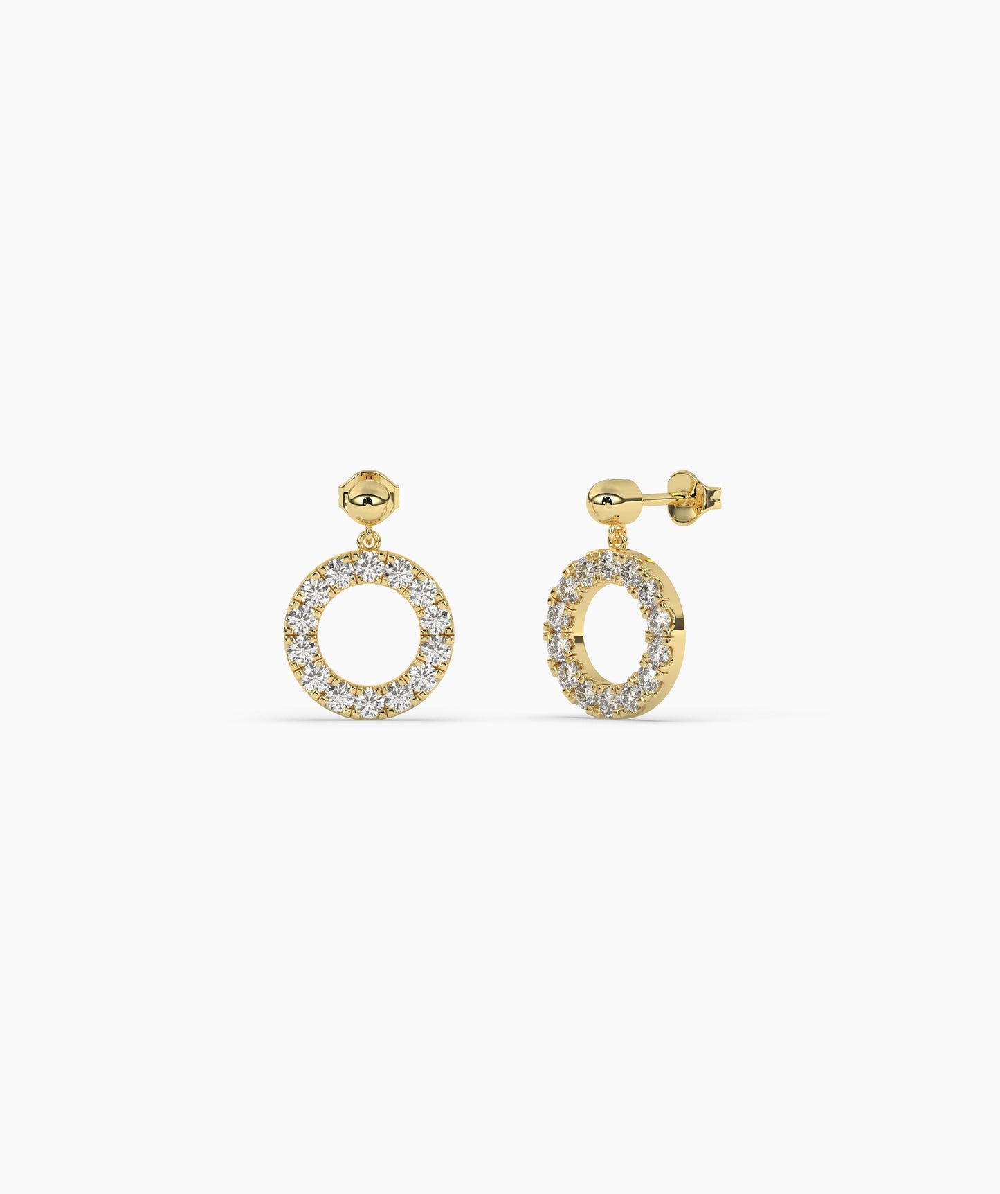 14K Gold Open Circle Diamond Earrings