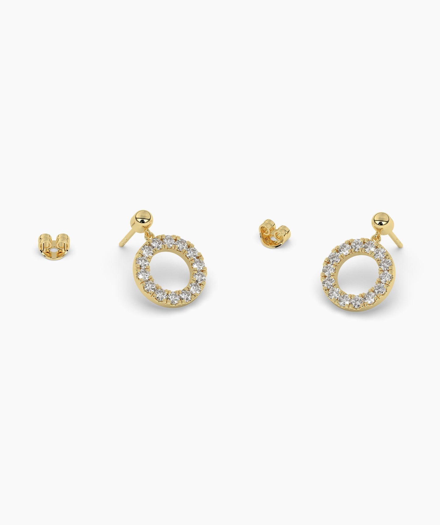 14K Gold Open Circle Diamond Earrings
