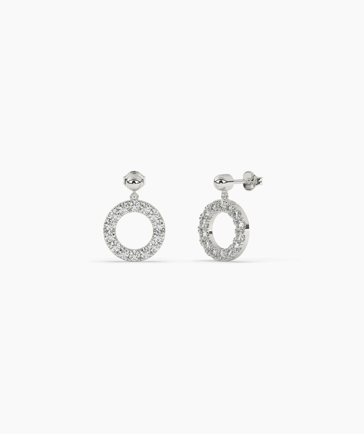 14K Gold Open Circle Diamond Earrings