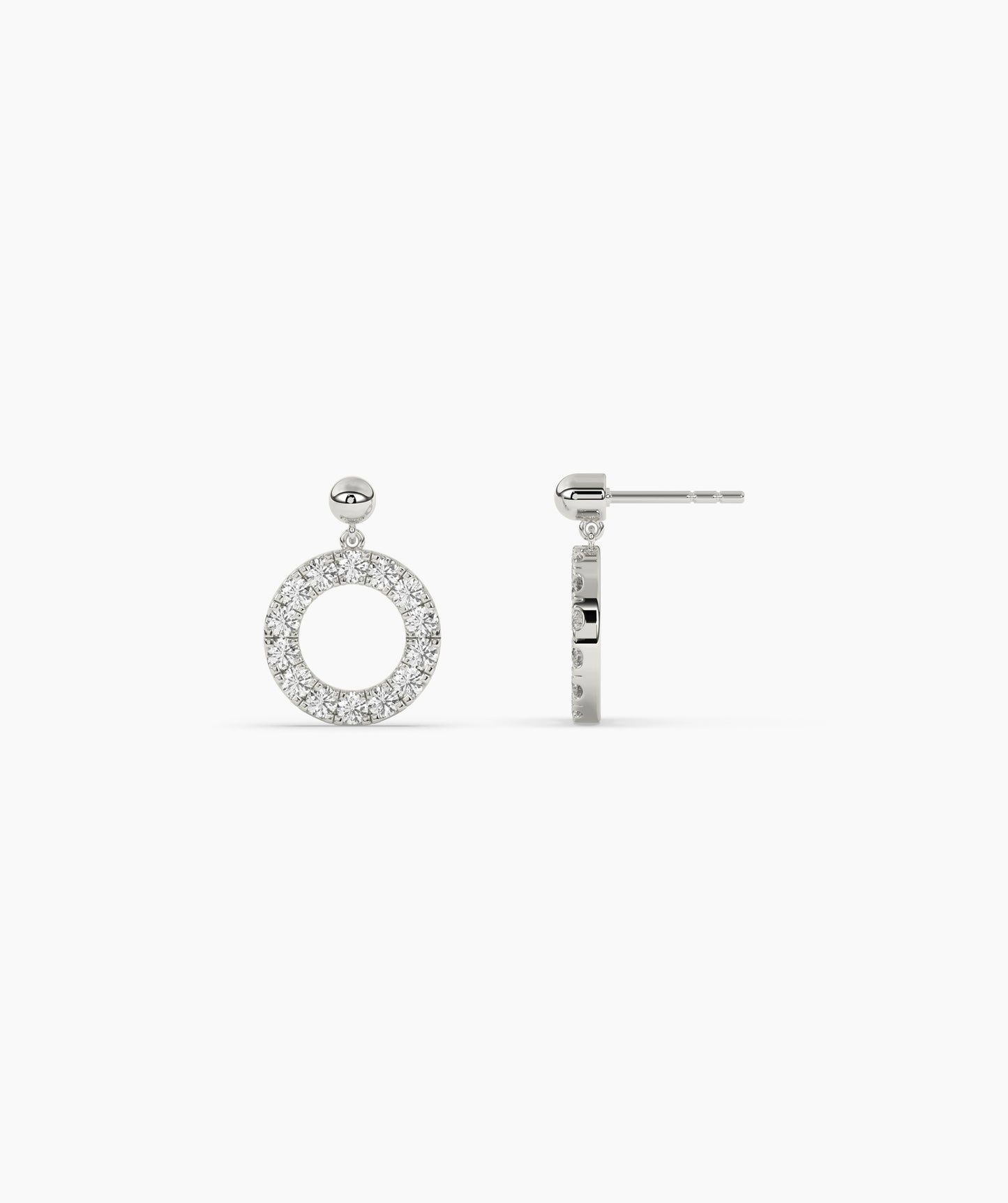 14K Gold Open Circle Diamond Earrings