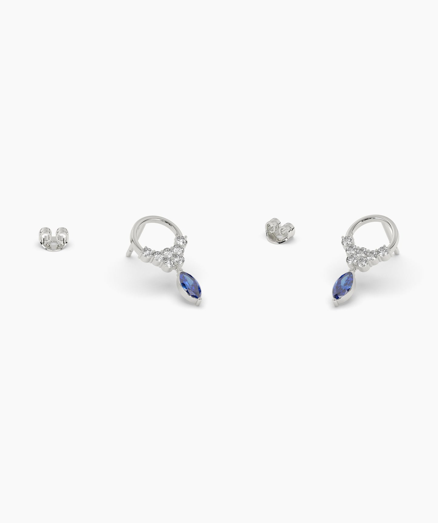 14K Gold Hoop Earrings with Blue Drop