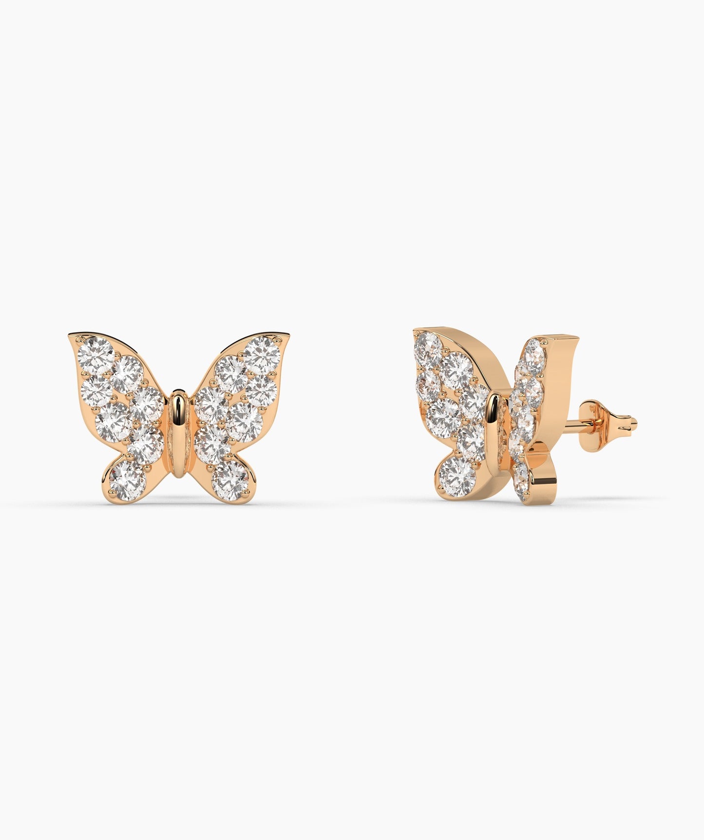 Dazzling Butterfly 14K Gold Stud Earrings