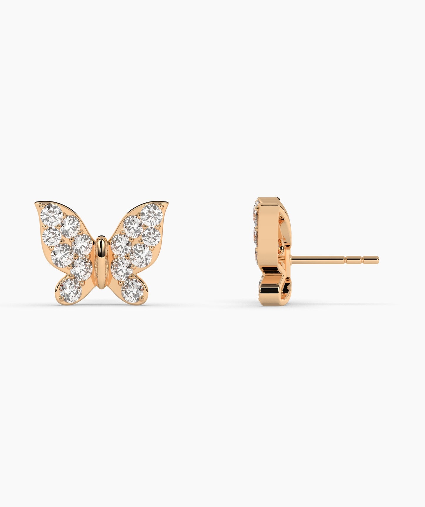 Dazzling Butterfly 14K Gold Stud Earrings