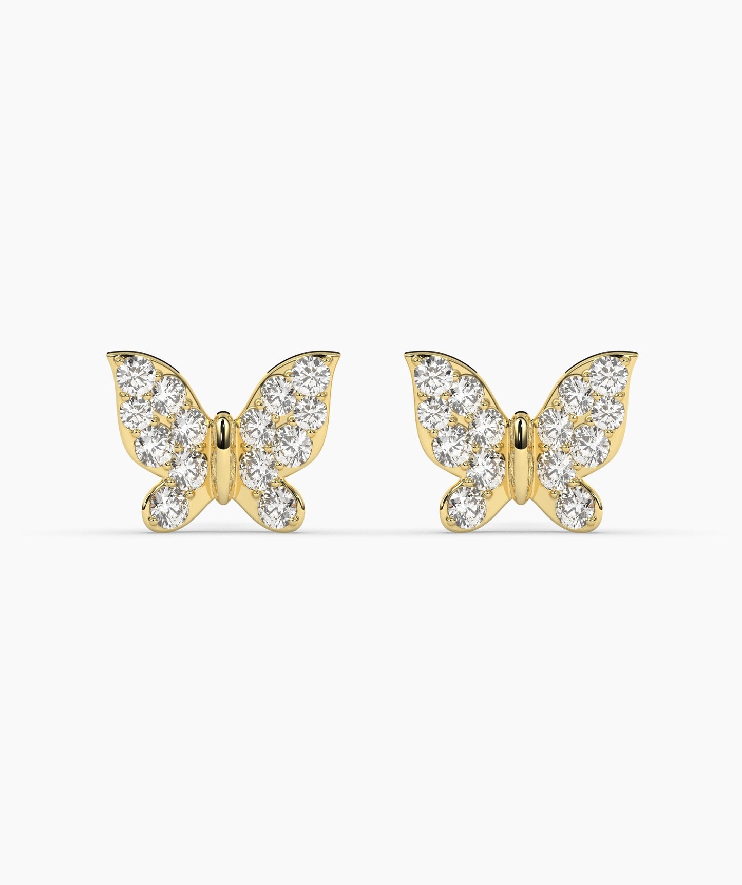 Dazzling Butterfly 14K Gold Stud Earrings