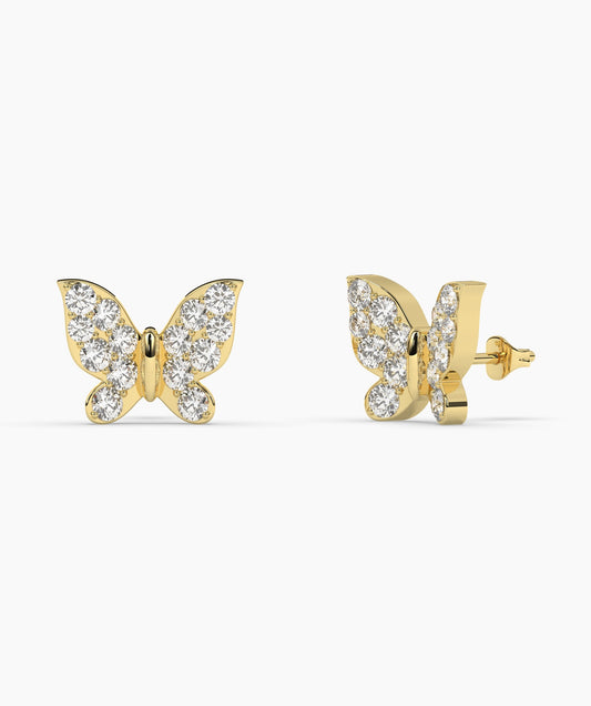 Dazzling Butterfly 14K Gold Stud Earrings