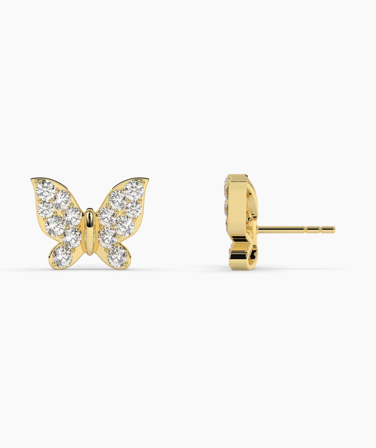 Dazzling Butterfly 14K Gold Stud Earrings