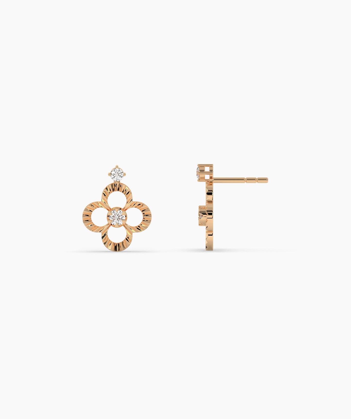 Floral Diamond Stud Earrings