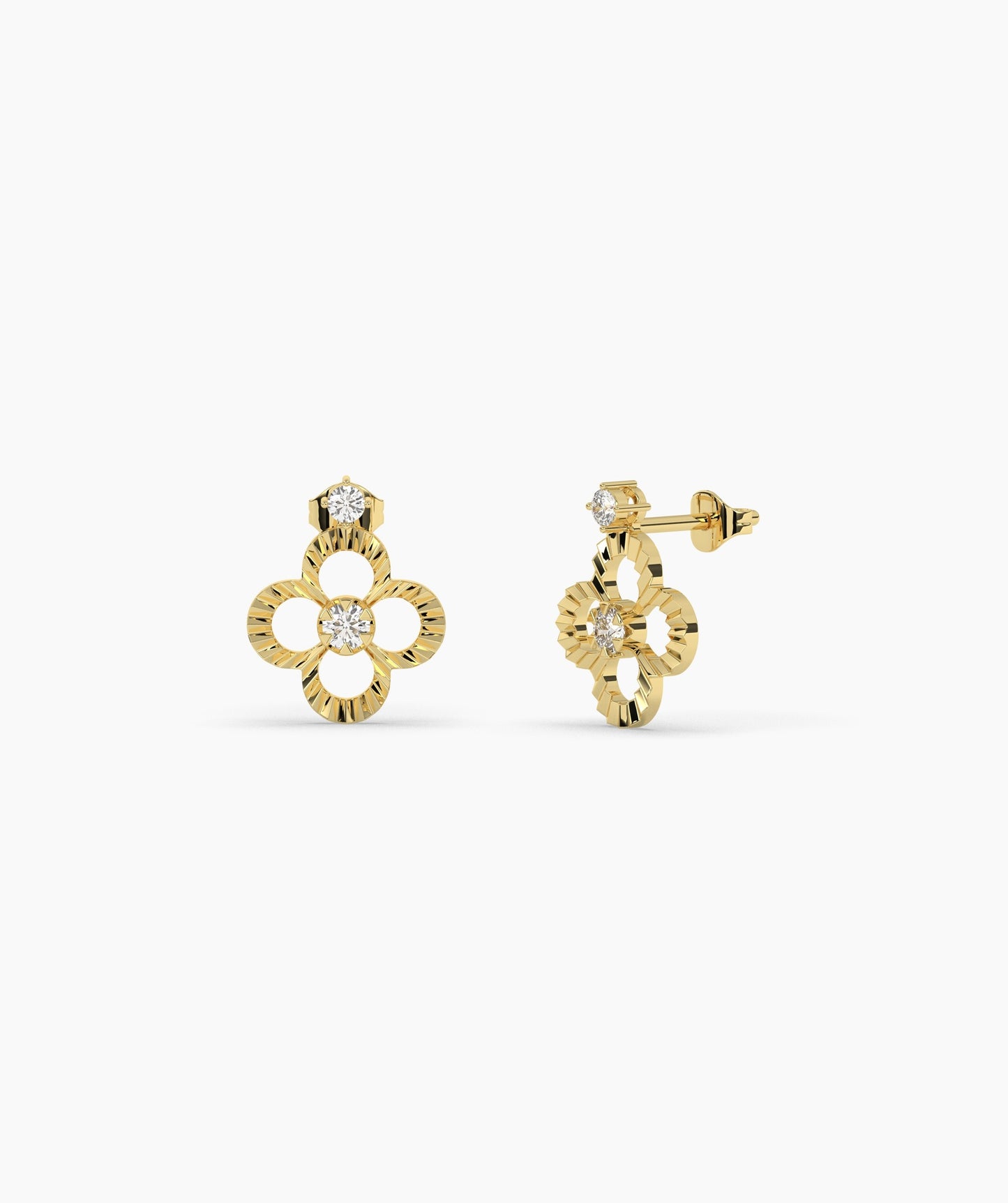 Floral Diamond Stud Earrings