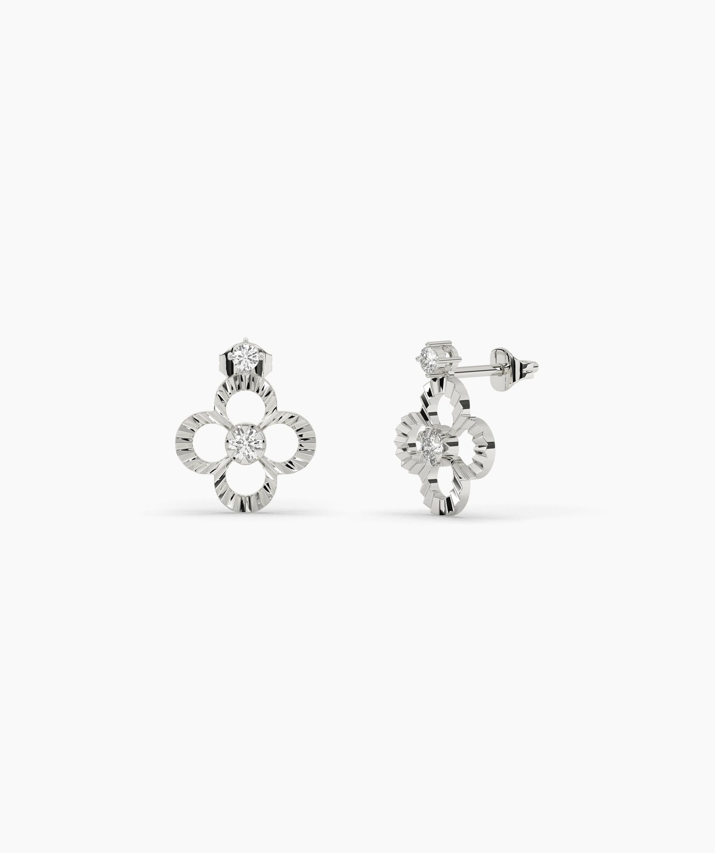 Floral Diamond Stud Earrings