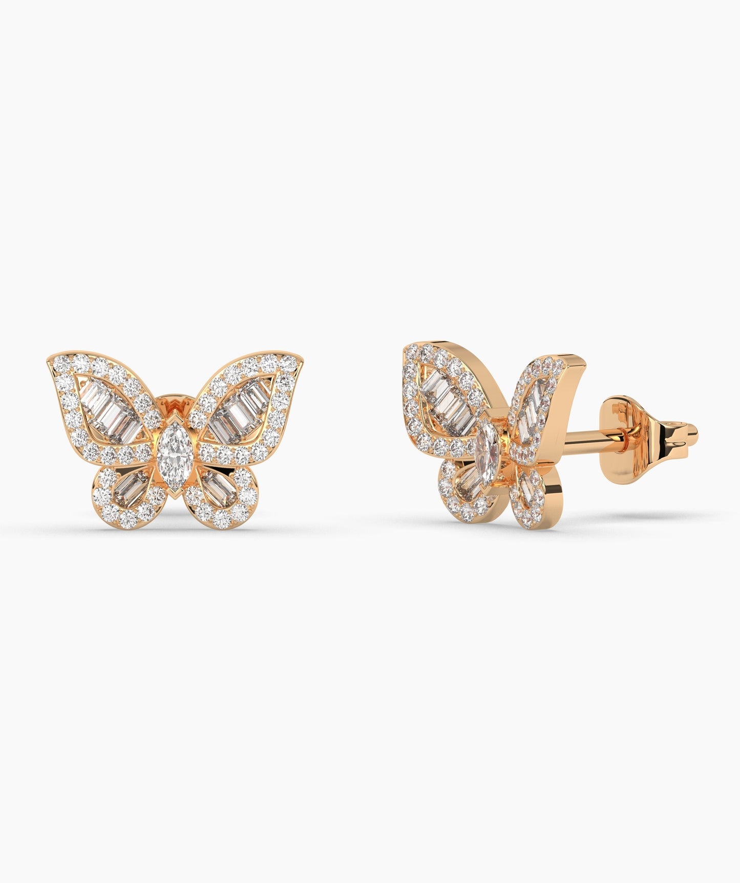 Sunlit Butterfly Diamond Studs