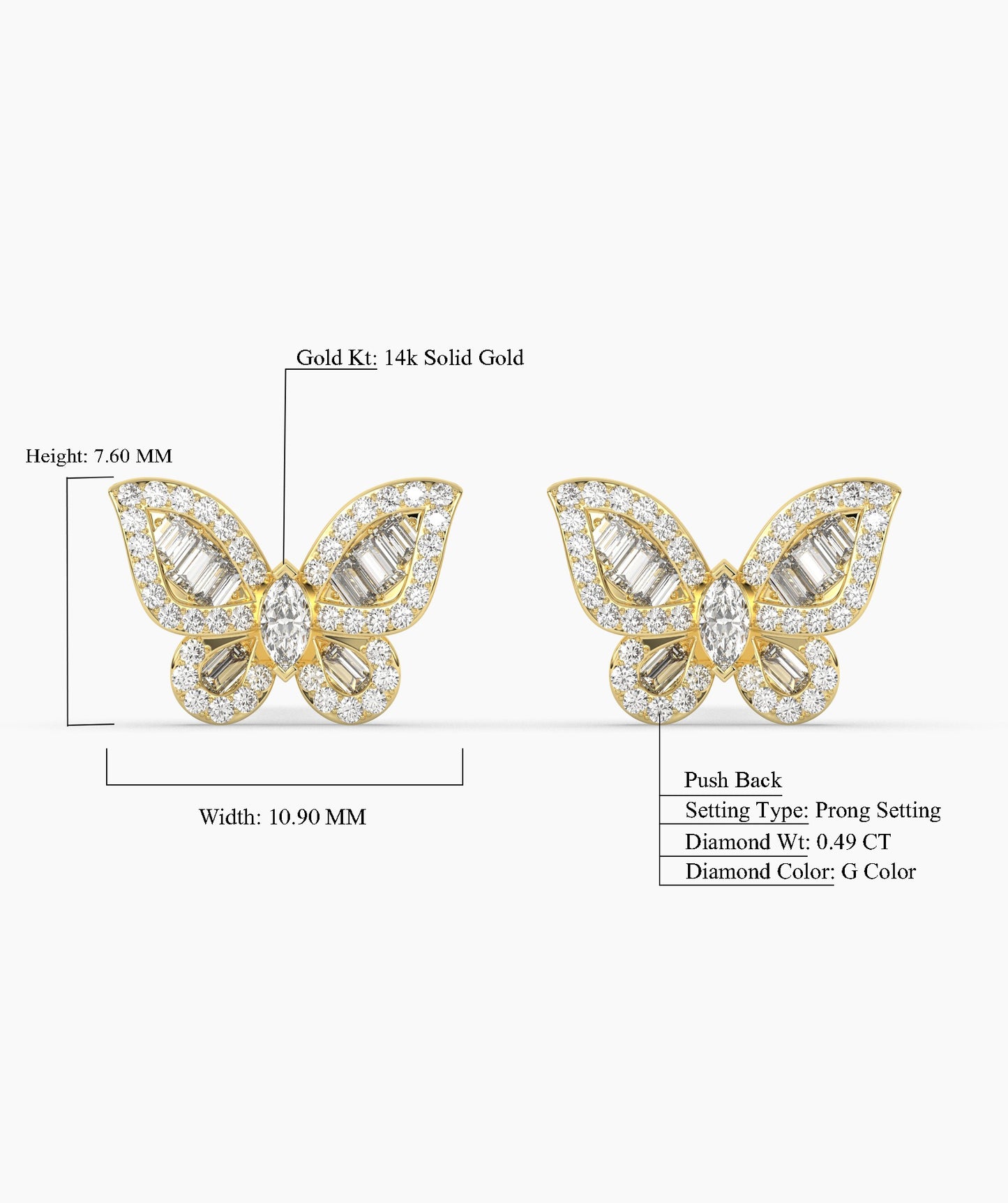 Sunlit Butterfly Diamond Studs
