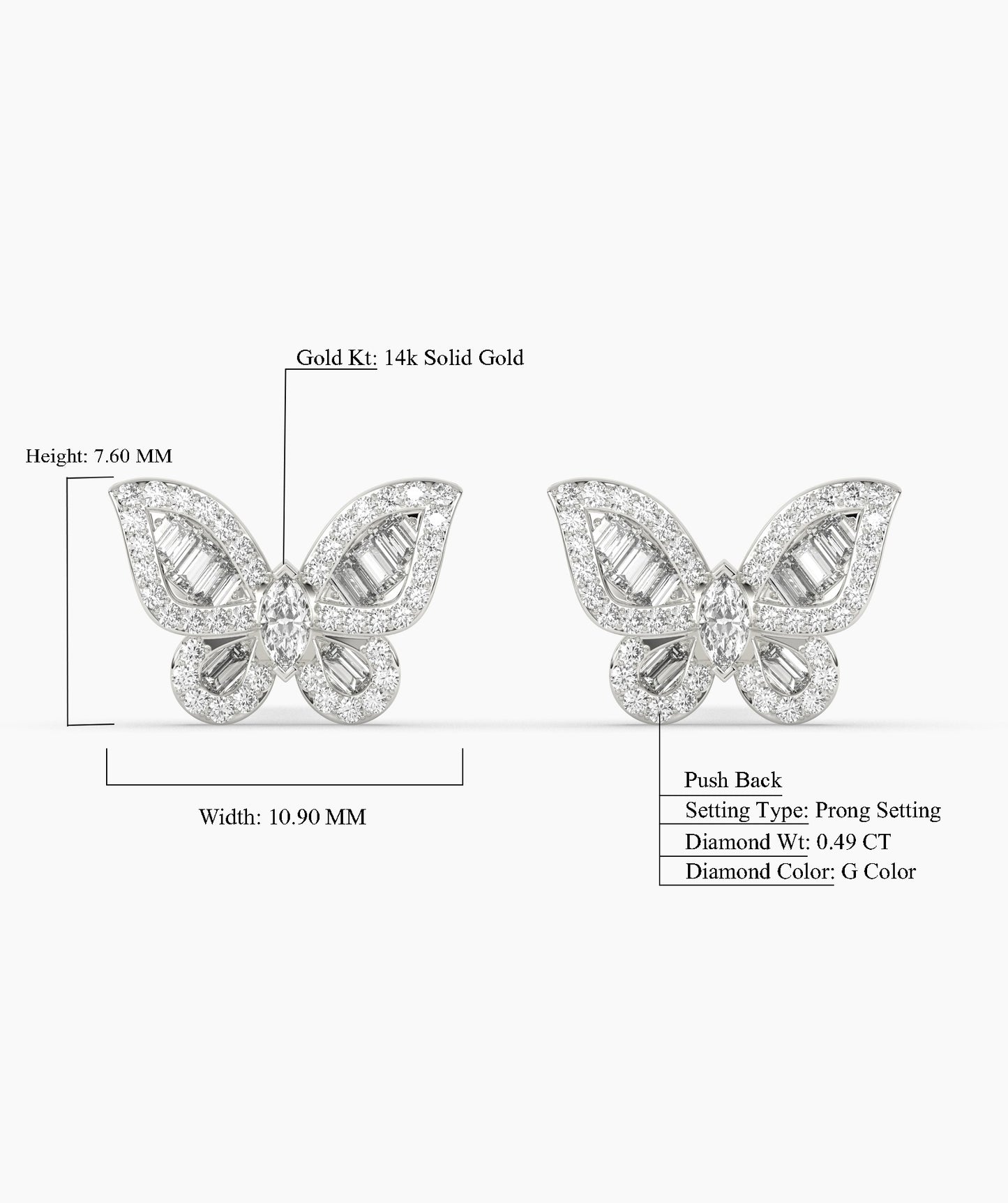 Sunlit Butterfly Diamond Studs