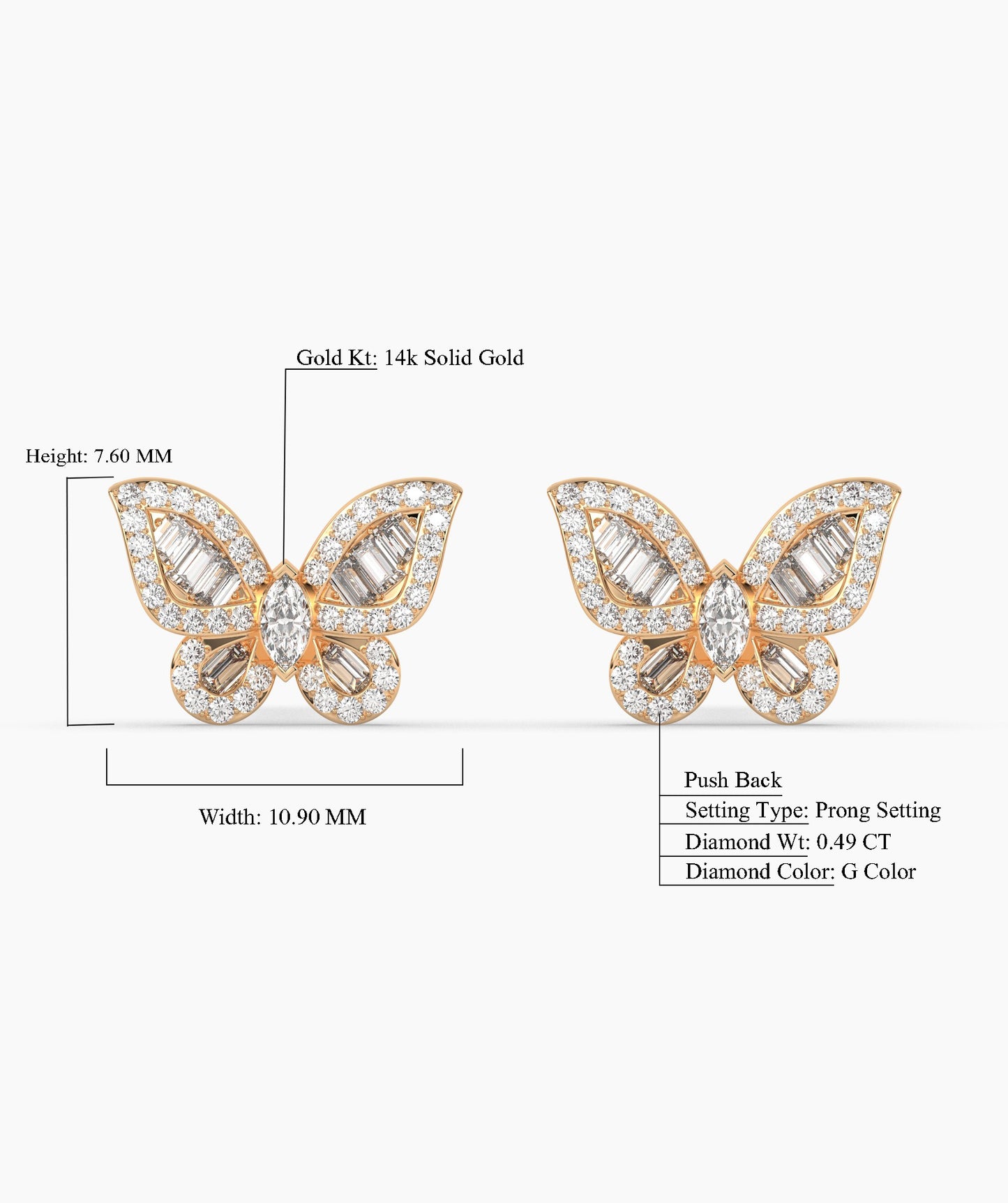 Sunlit Butterfly Diamond Studs