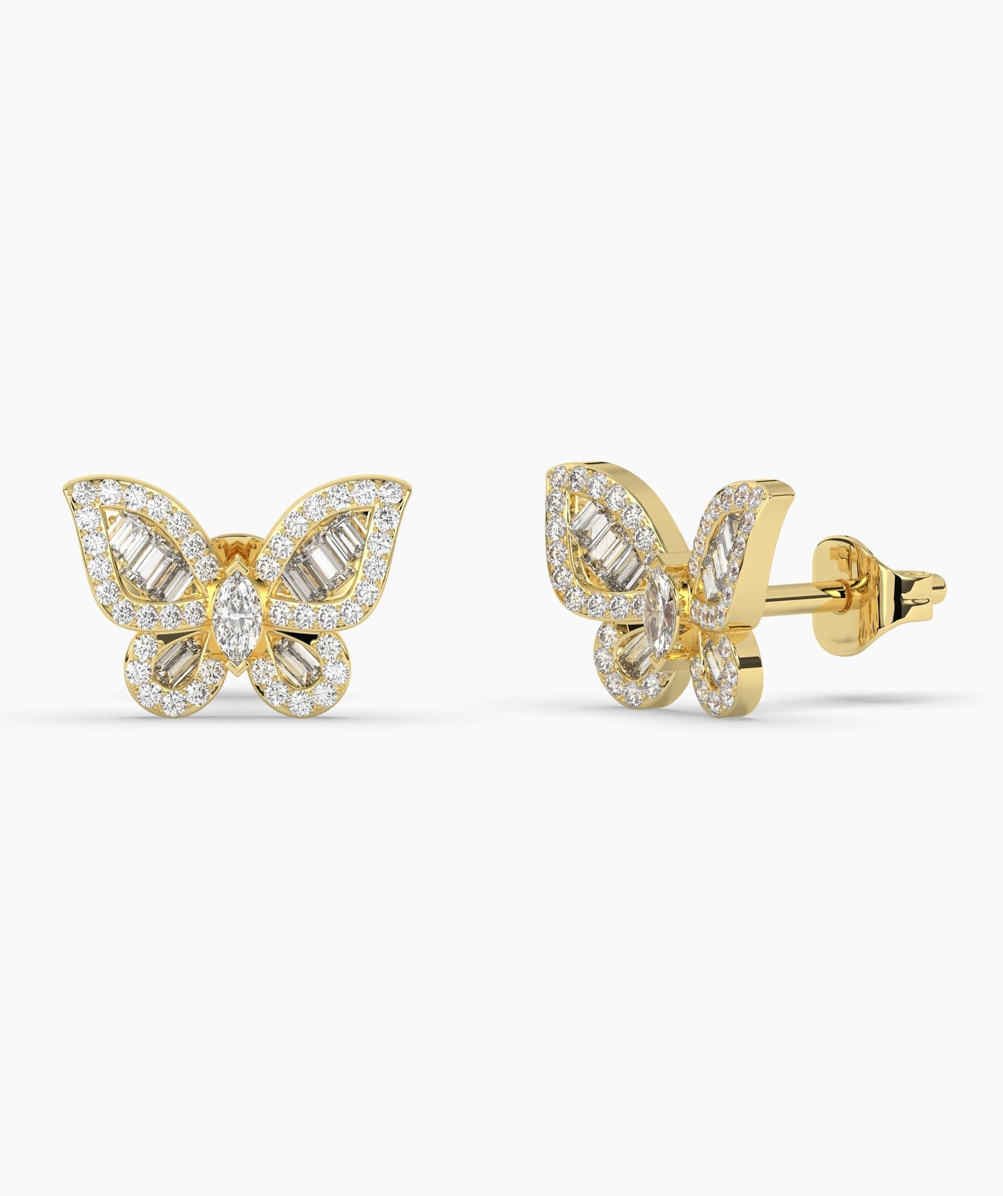 Sunlit Butterfly Diamond Studs