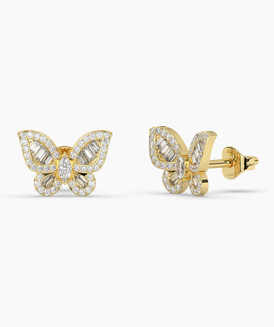 Sunlit Butterfly Diamond Studs