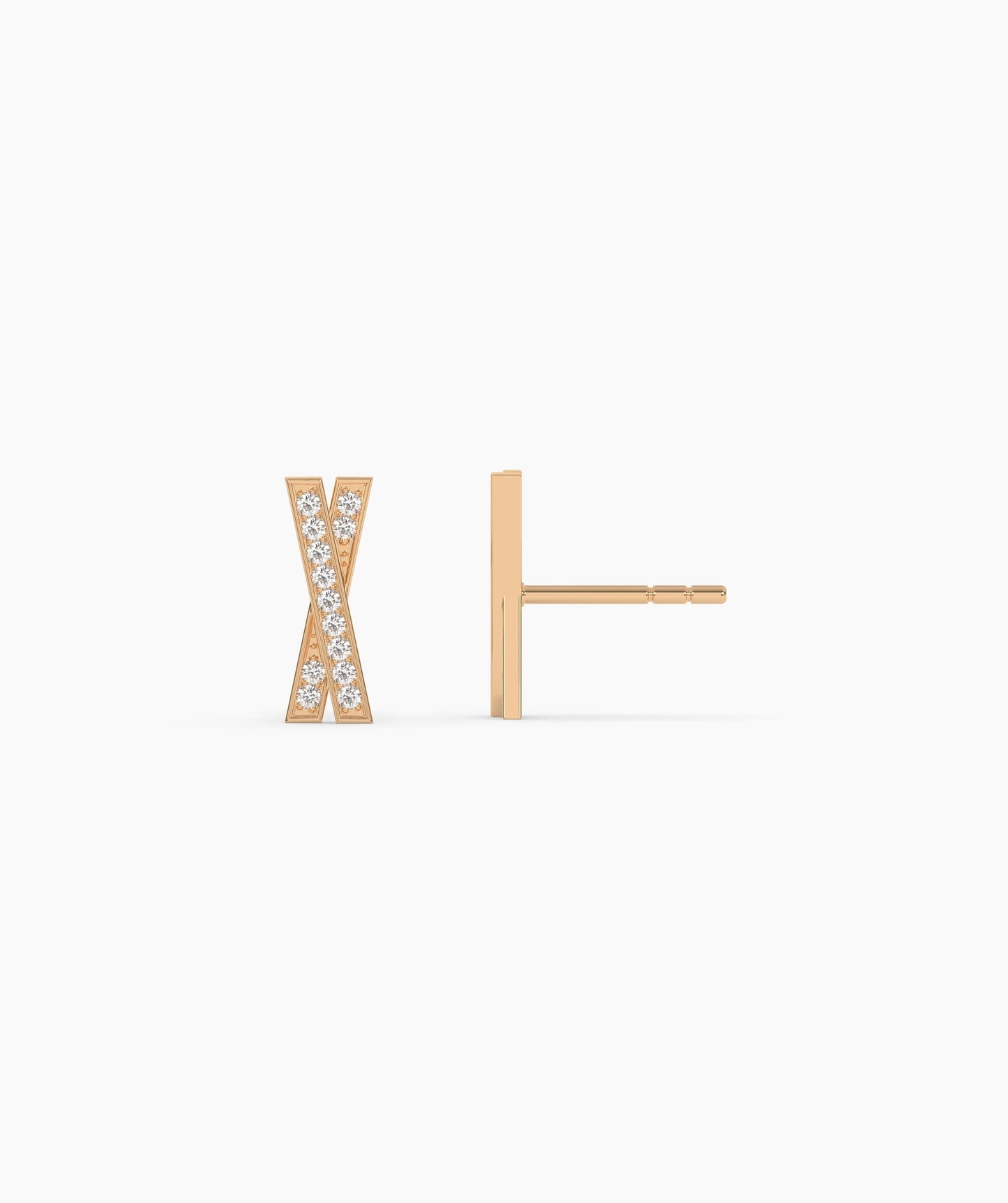 14K Solid Gold X-Shape Earrings
